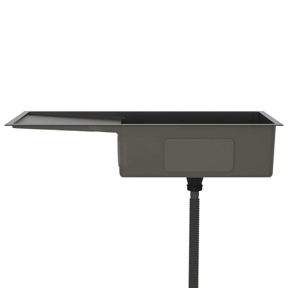 VIDAXL Evier de cuisine fait main Noir Acier inoxydable