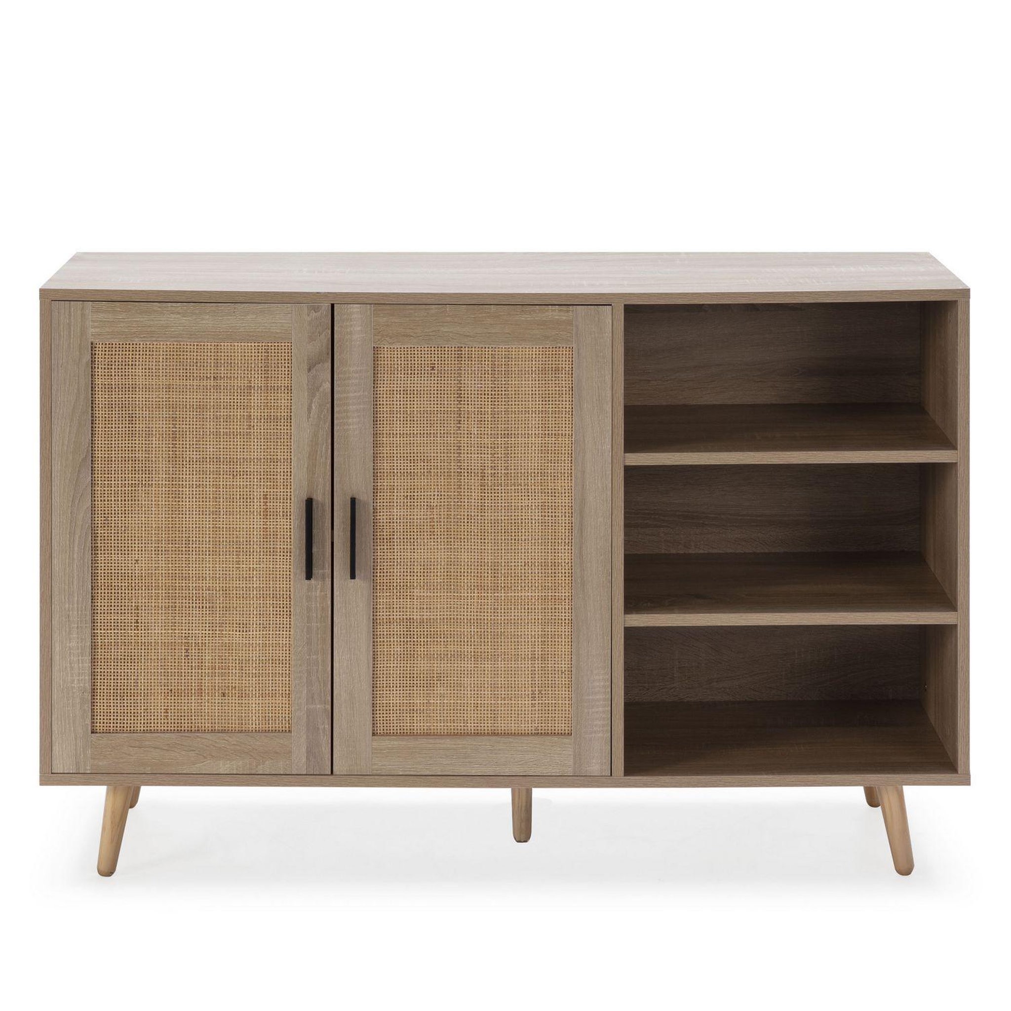 Voir la diapositive 3 : VS VENTA-STOCK Buffet Dalia 2 portes et 3 niches couleur chêne, 120 cm longueur