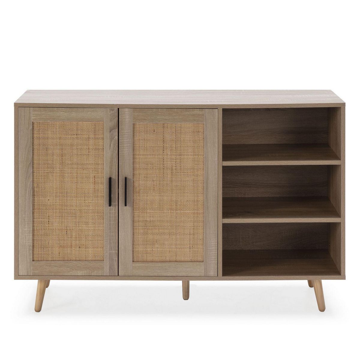 VS VENTA-STOCK Buffet Dalia 2 portes et 3 niches couleur chêne, 120 cm longueur
