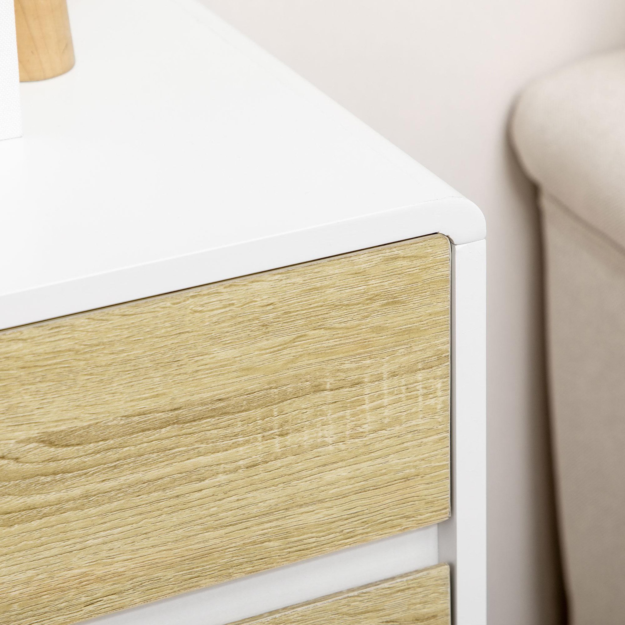 Voir la diapositive 5 : HOMCOM Commode design scandinave - 6 tiroirs - MDF panneaux blanc aspect chêne clair