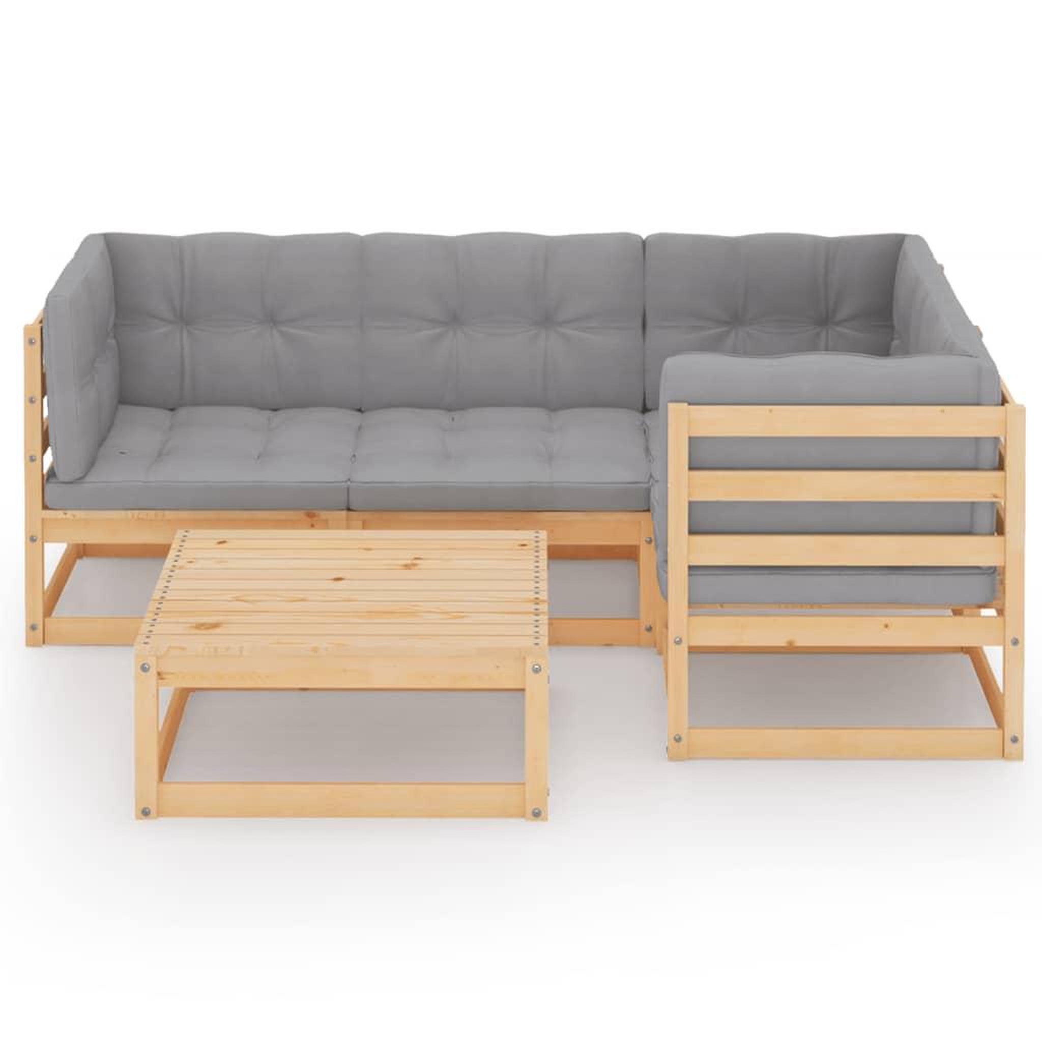 Voir la diapositive 3 : VIDAXL Salon de jardin 5 pcs avec coussins Bois de pin massif