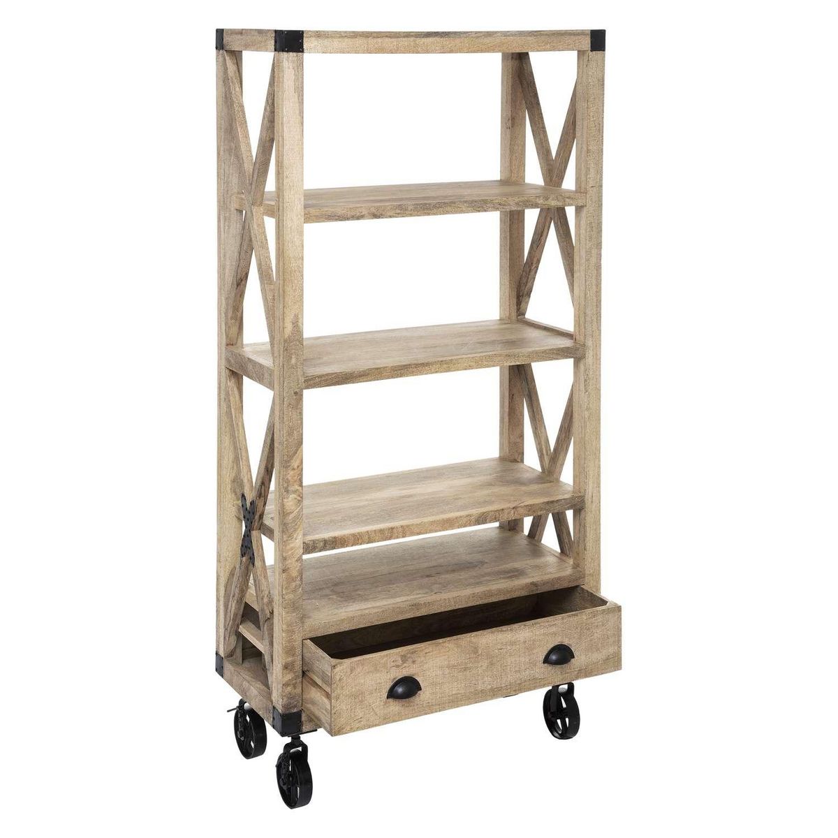 ATMOSPHERA Bibliothèque 1 tiroir en bois SILAS - Beige