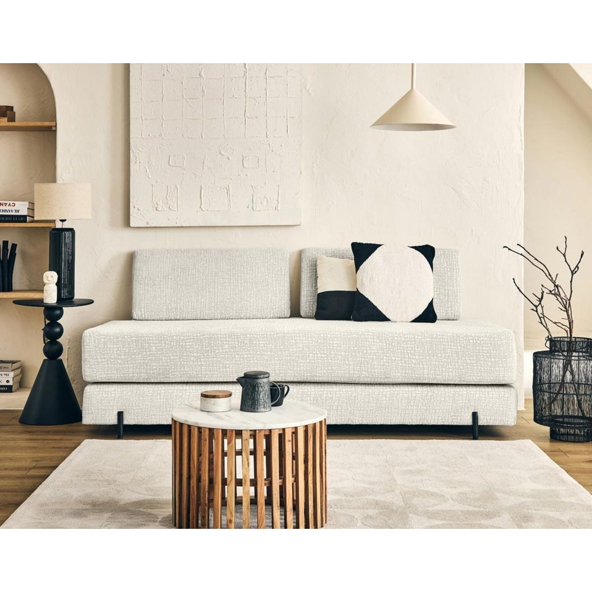 BEST MOBILIER Brescia - banquette 3 places convertible en tissu velours relief