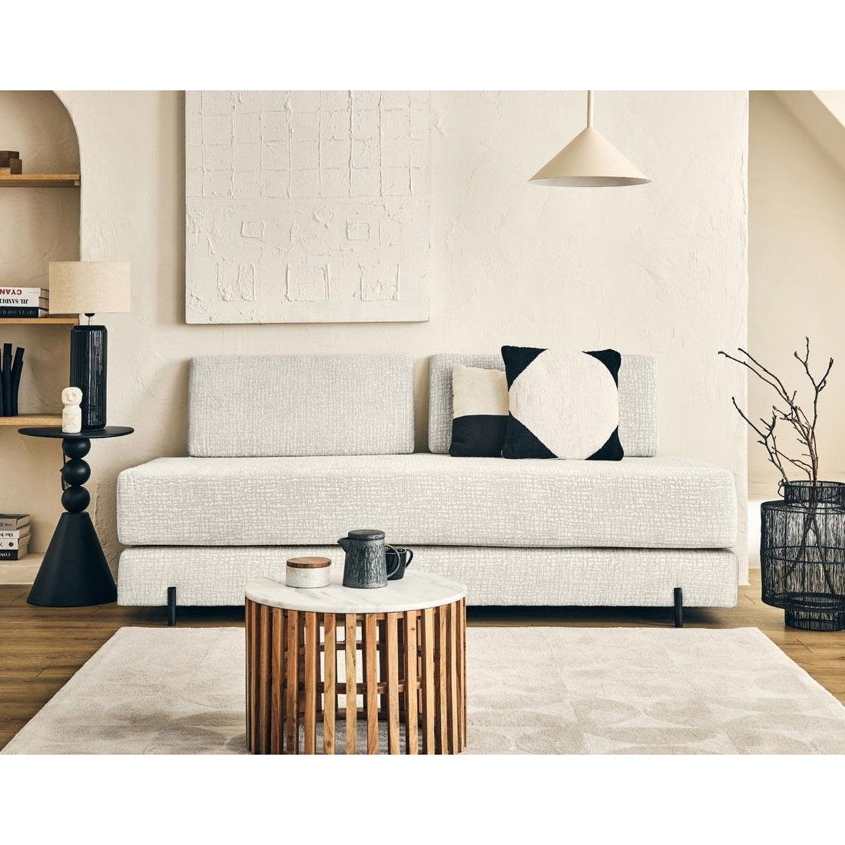 BEST MOBILIER Brescia - banquette 3 places convertible en tissu velours relief