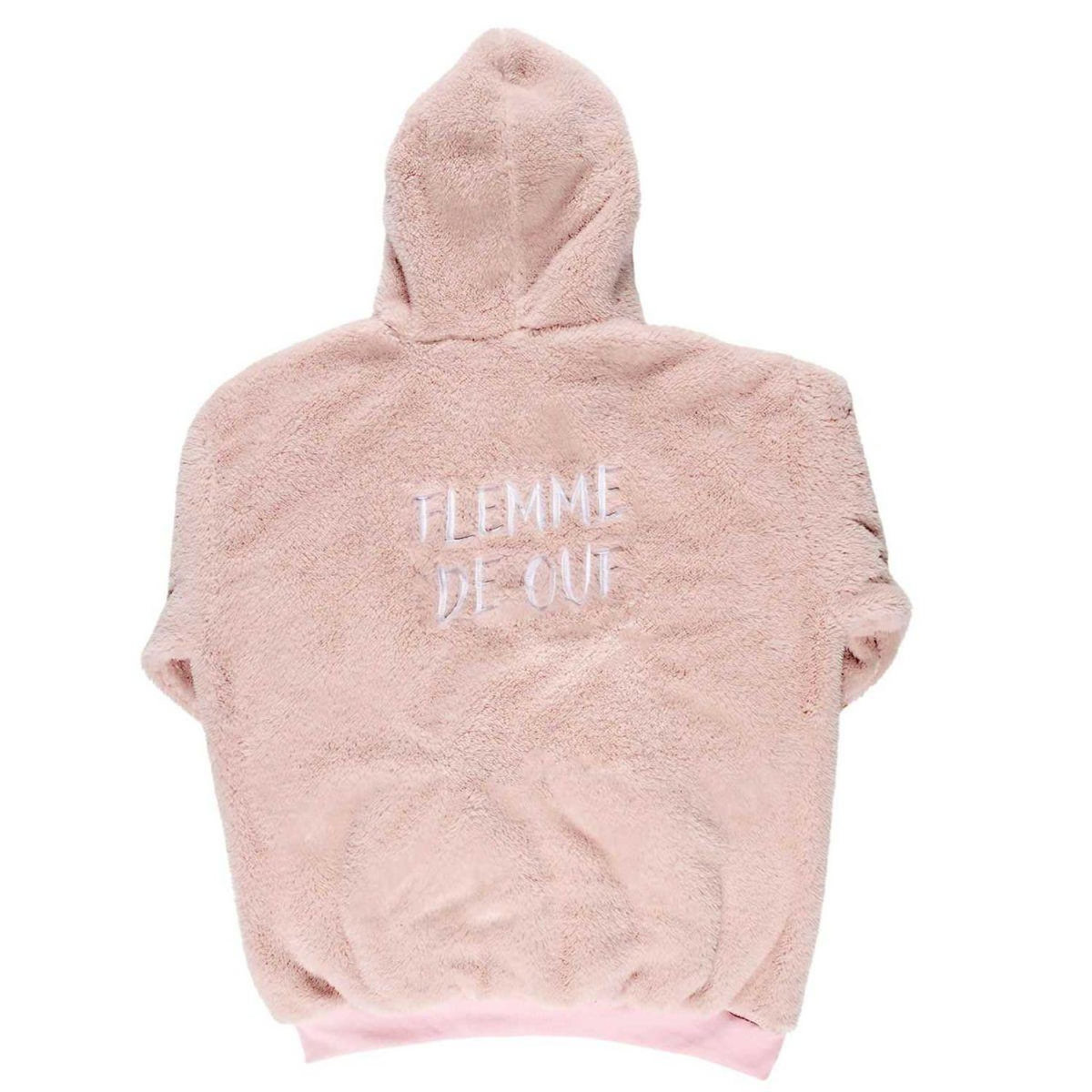 Paris Prix Sweat à Capuche Ultra Doux  Flemme de Ouf  Rose