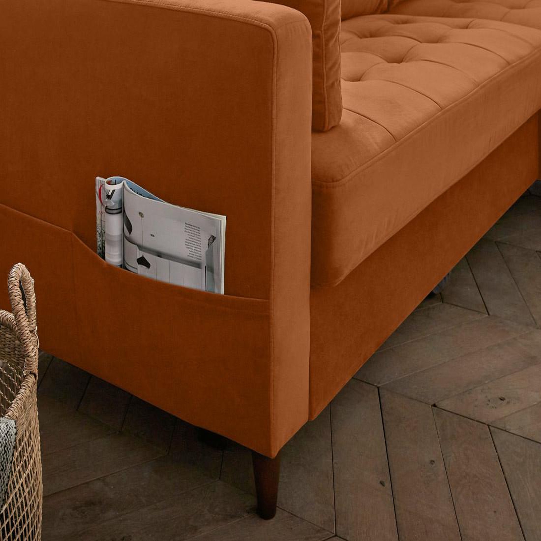 Voir la diapositive 5 : BEST MOBILIER Anna - canapé d'angle droit - 4 places - convertible avec coffre - en velours