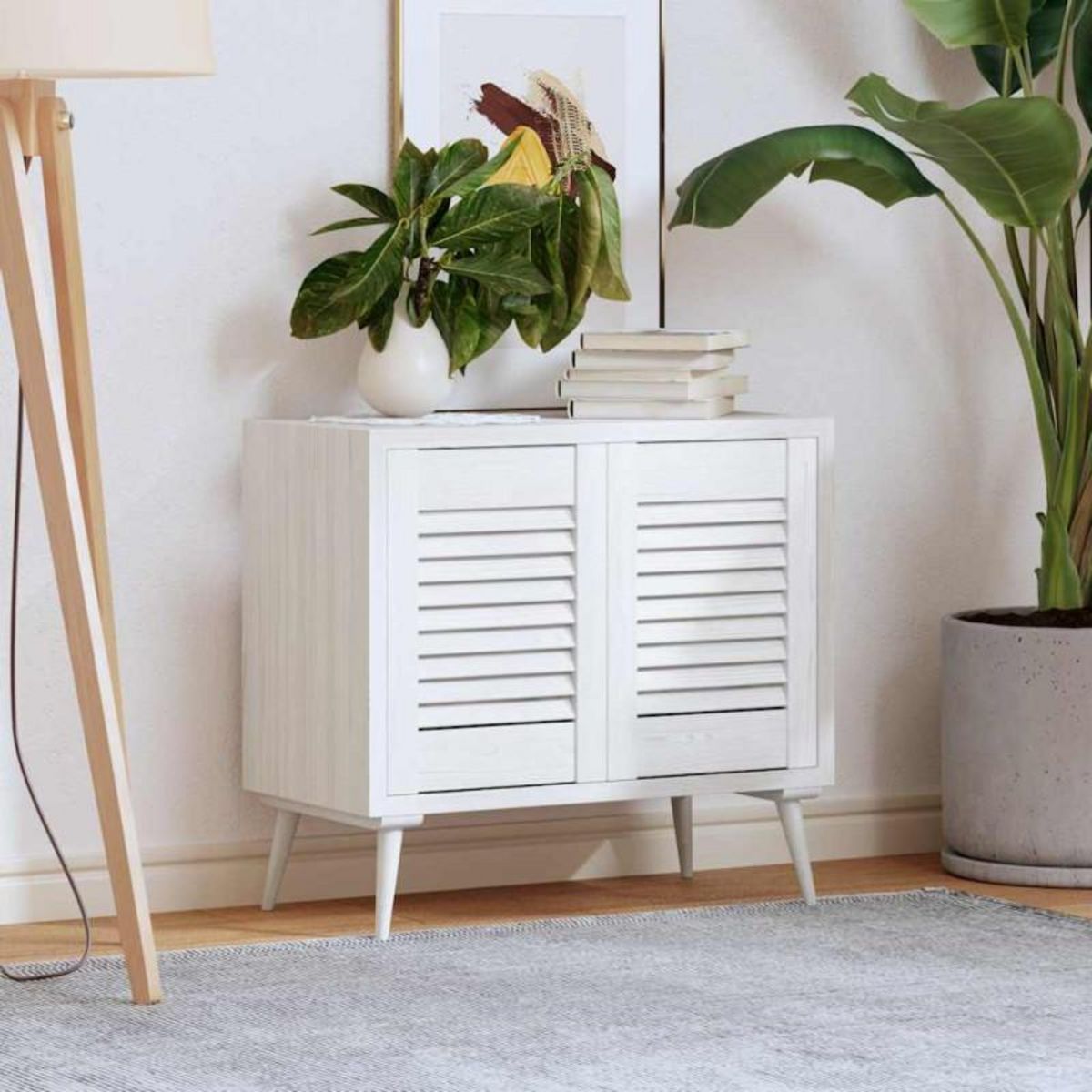 VIDAXL Portes d armoire à persiennes 2 pcs blanc 39,5x29,5 cm