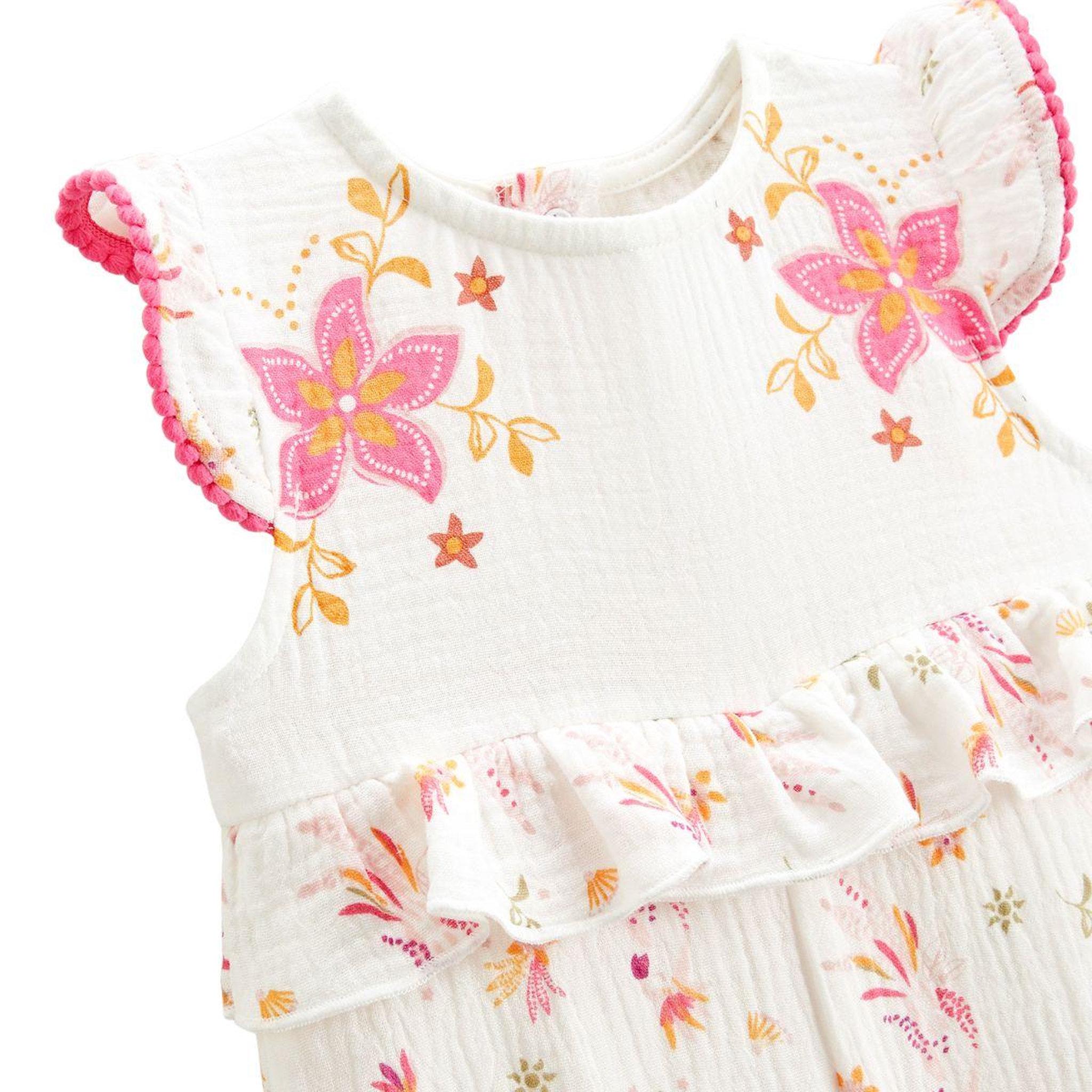 Voir la diapositive 3 : Petit Béguin Barboteuse bébé en gaze de coton Fiesta