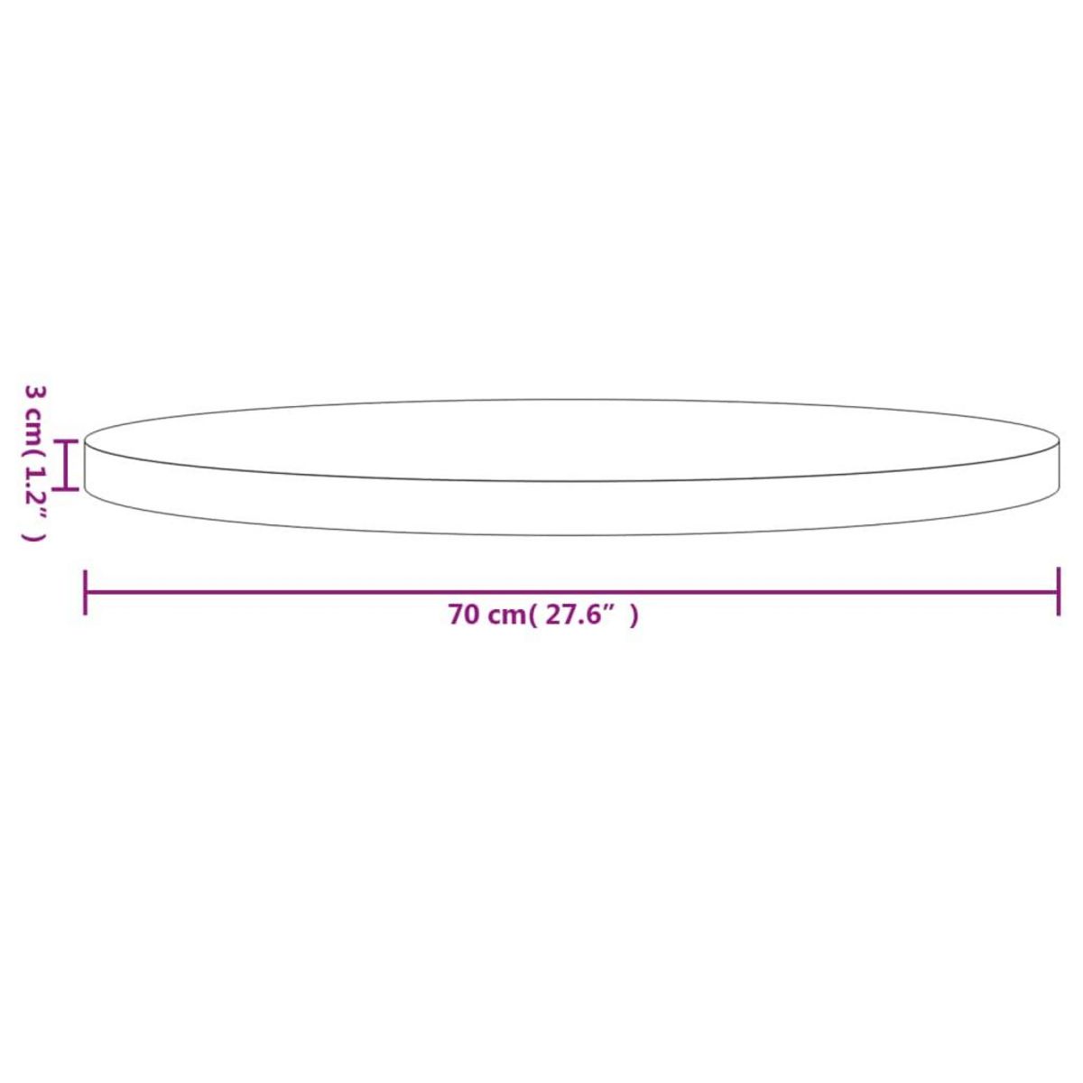 VIDAXL Dessus de table rond Ø70x3 cm bois de pin massif