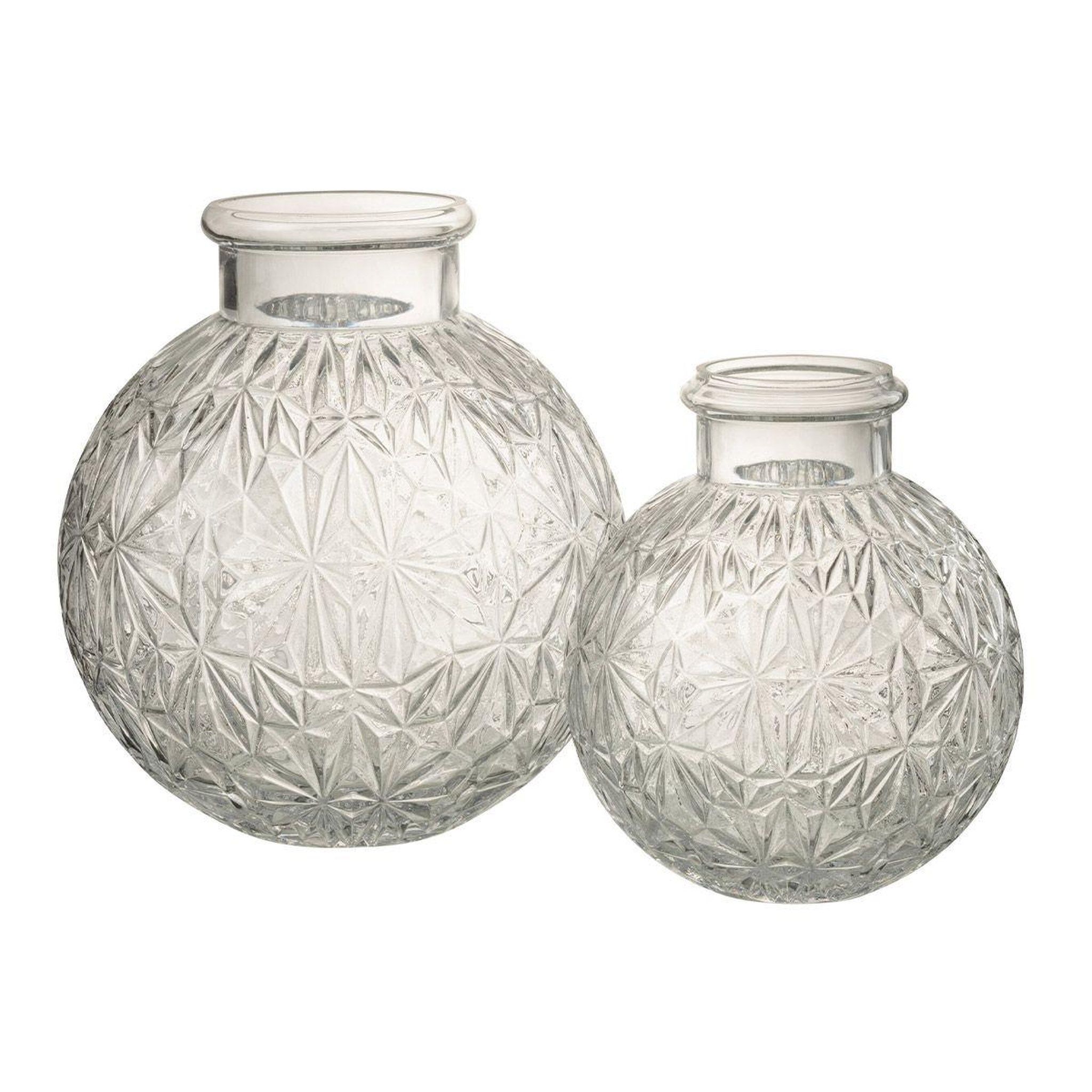Voir la diapositive 2 : J-LINE Vase design en verre  diamant  18cm transparent