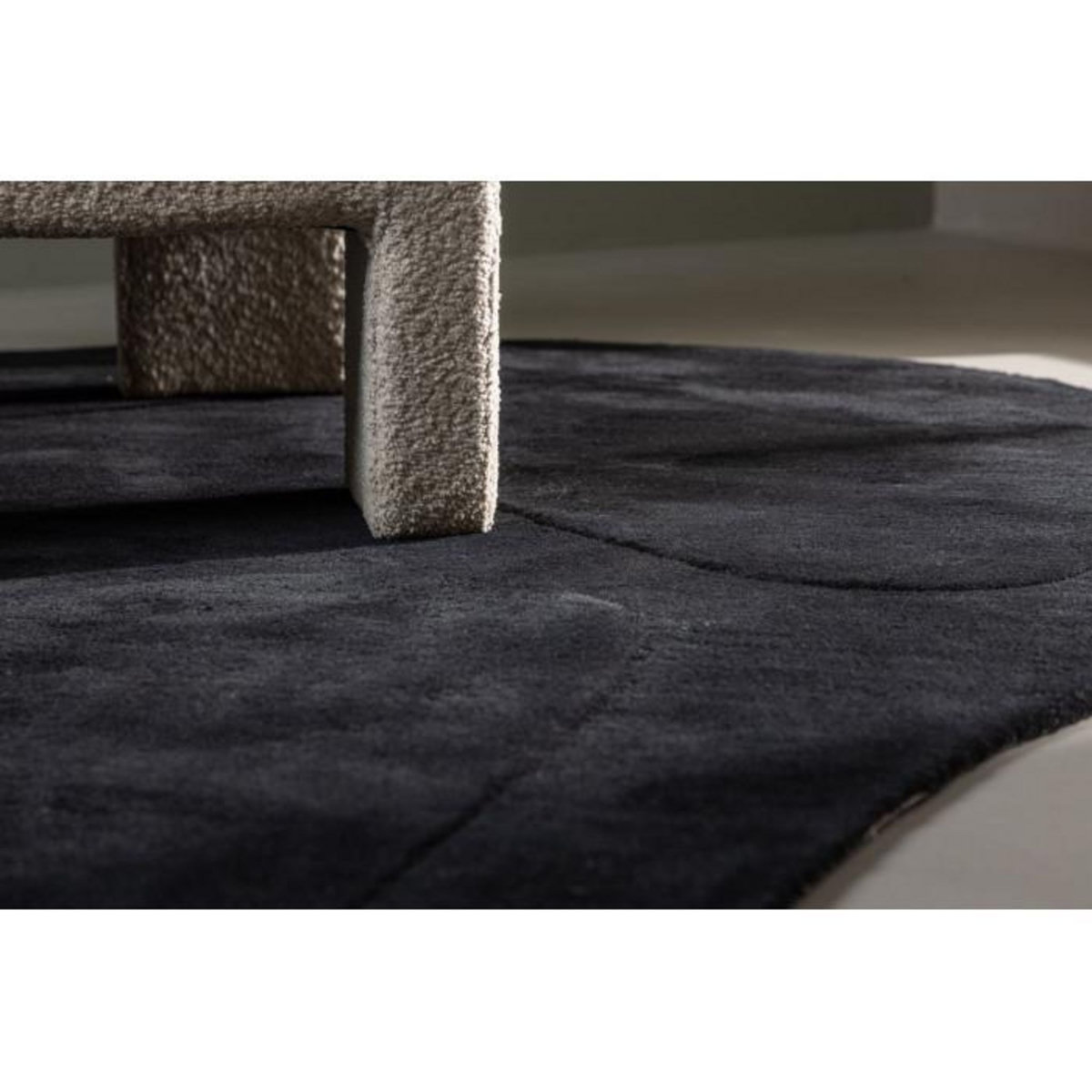 Paris Prix Tapis Déco Ovale en Laine  Enard  175x290cm Noir