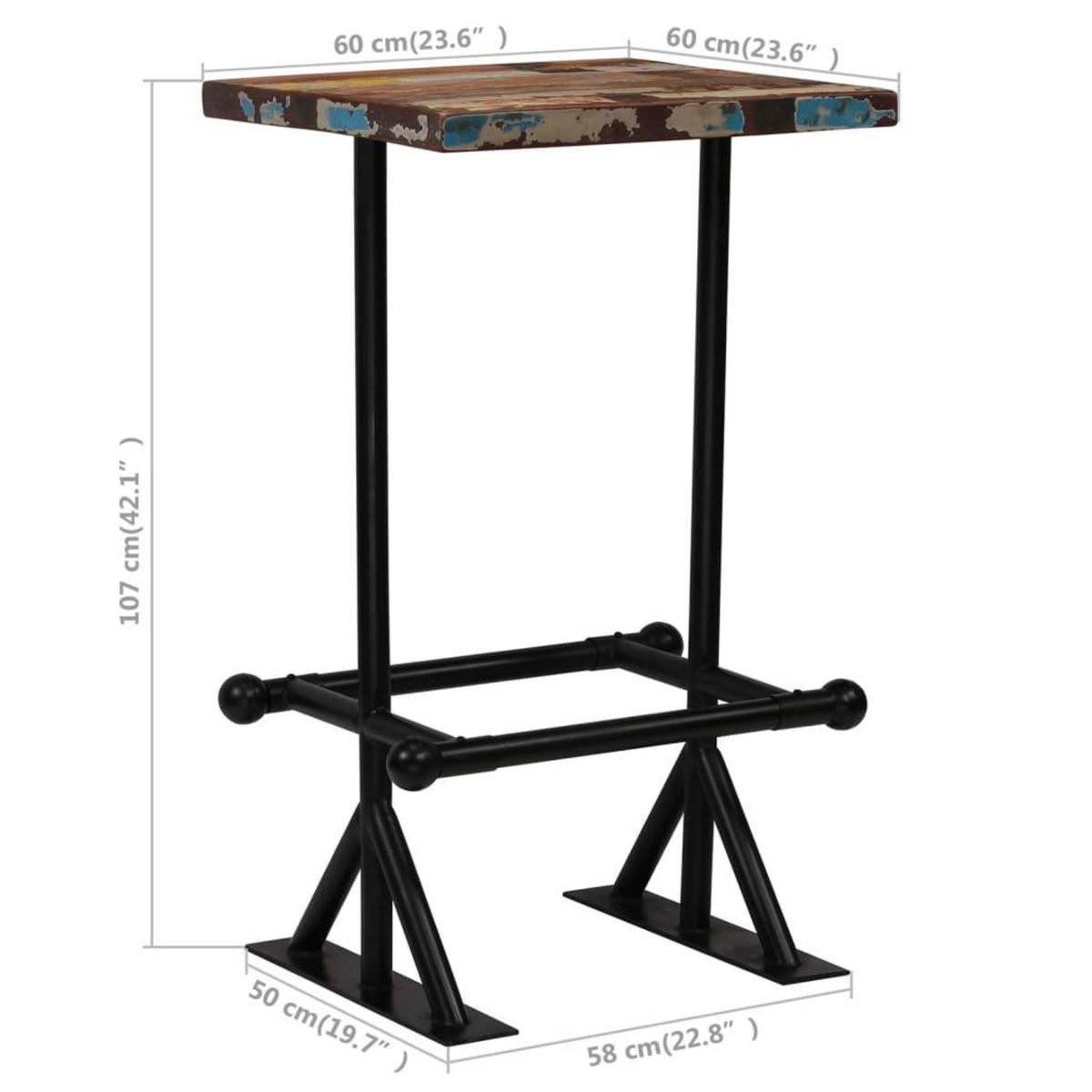 VIDAXL Mobilier de bar 3 pcs Bois de recuperation massif Multicolore