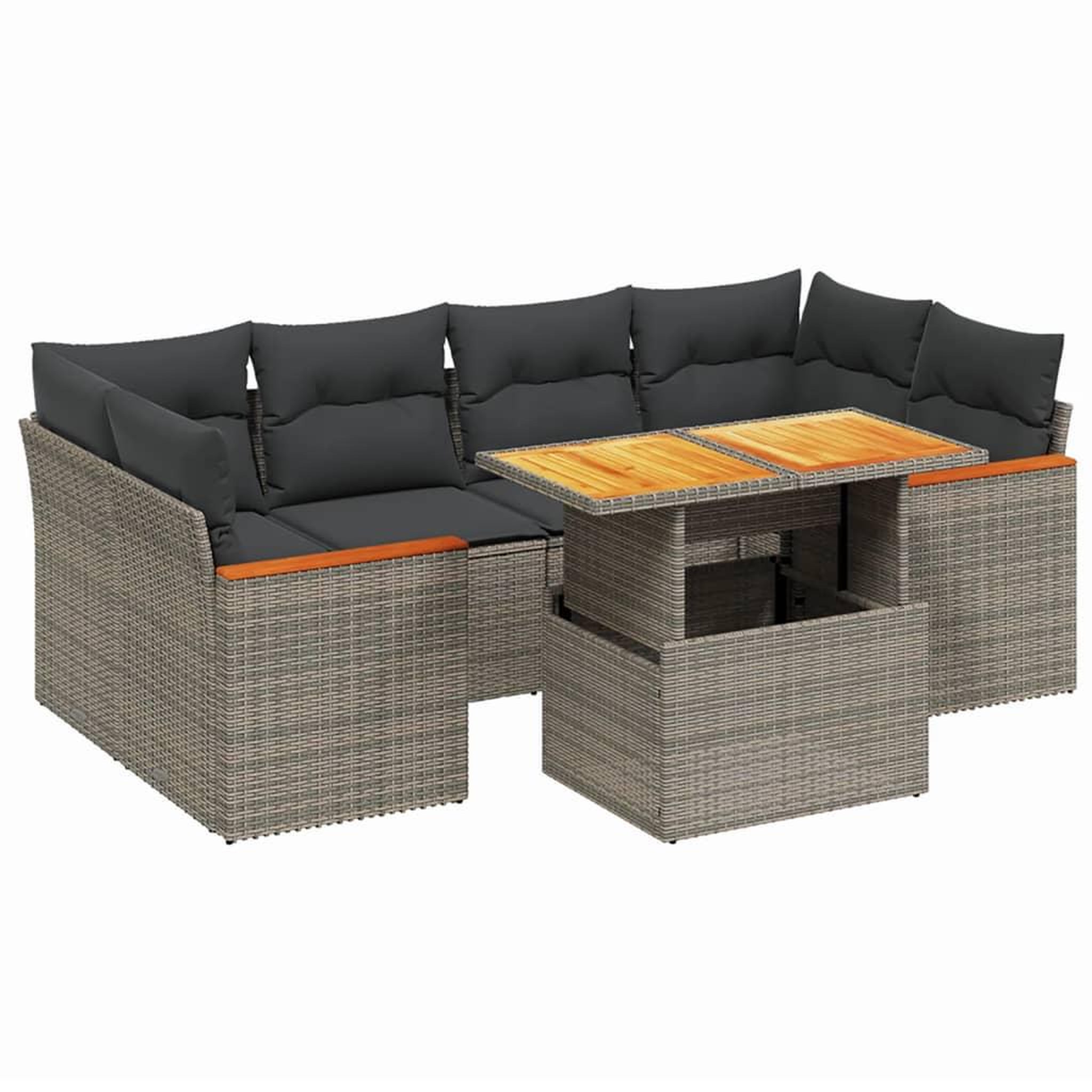 Voir la diapositive 2 : VIDAXL Salon de jardin avec coussins 7 pcs gris resine tressee