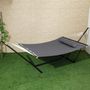 Voir la diapositive 4 : OUTSUNNY Hamac sur pied 1 place grand confort - tétière, toile matelassé - acier gris foncé