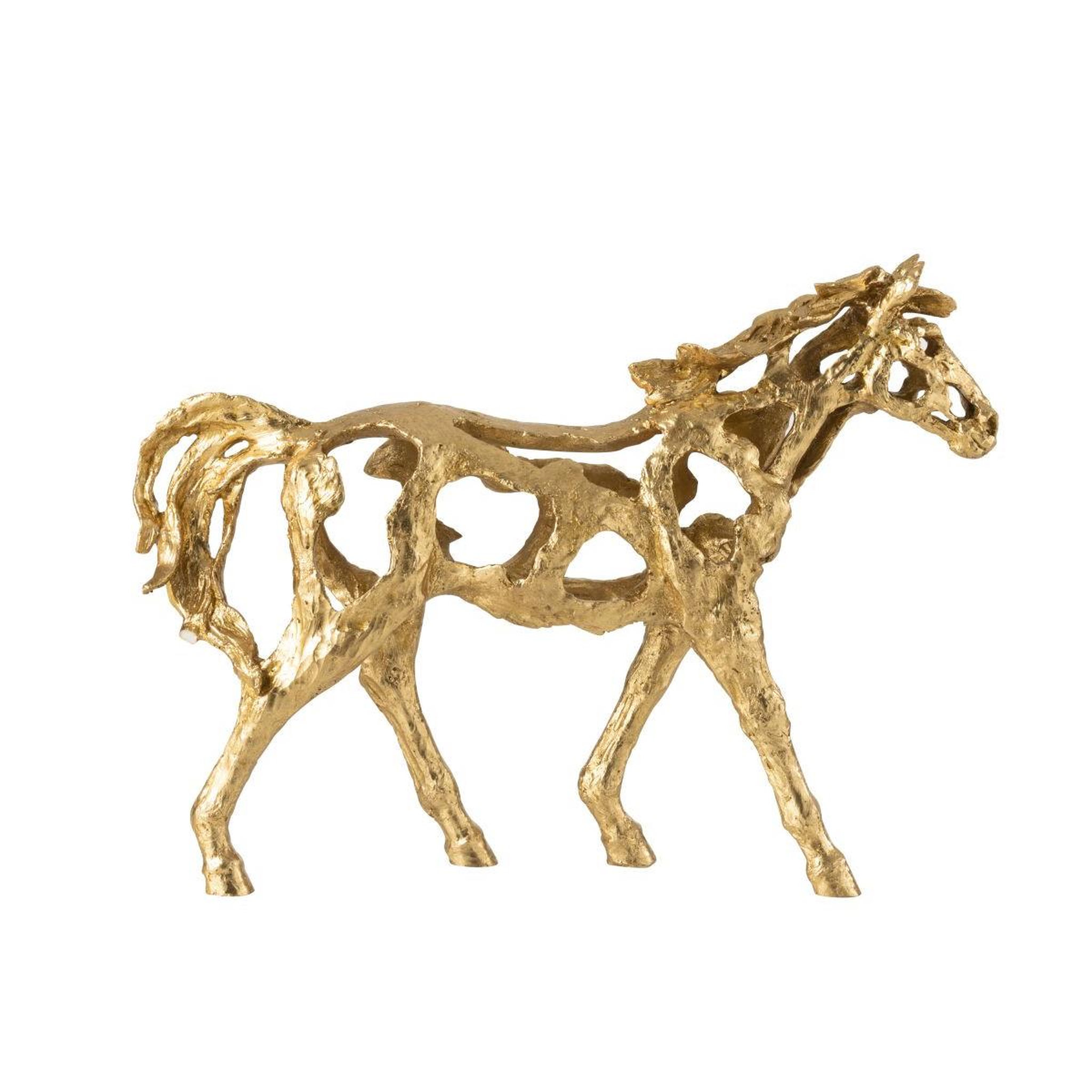 Voir la diapositive 2 : J-LINE Statuette cheval ajouré  hollywood  57cm doré