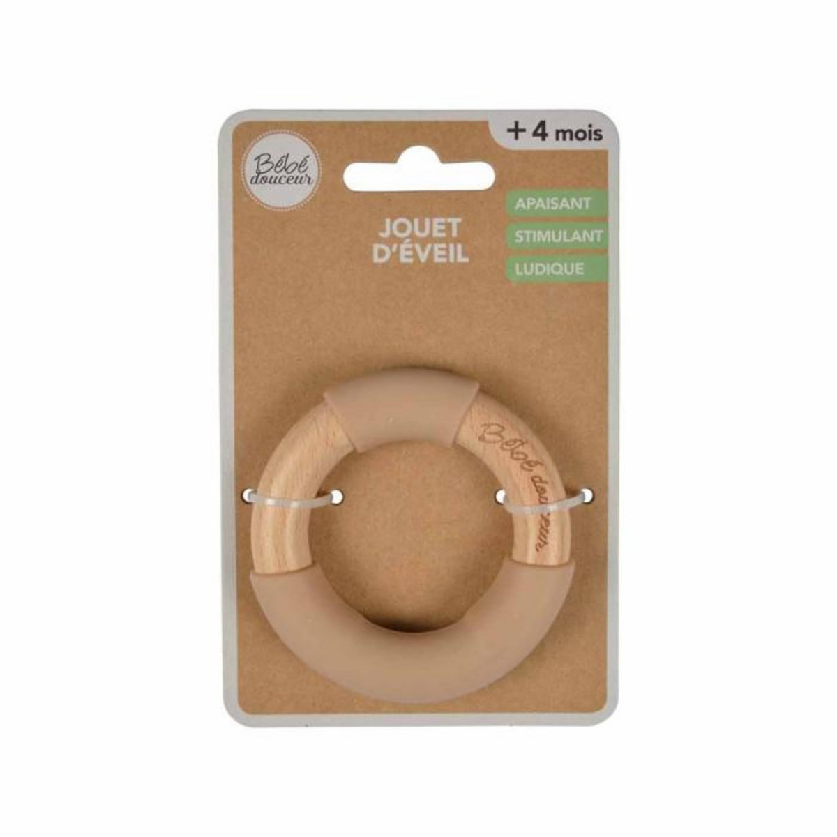 Paris Prix Jouet d'Éveil Bébé  Anneau en Bois  7cm Naturel
