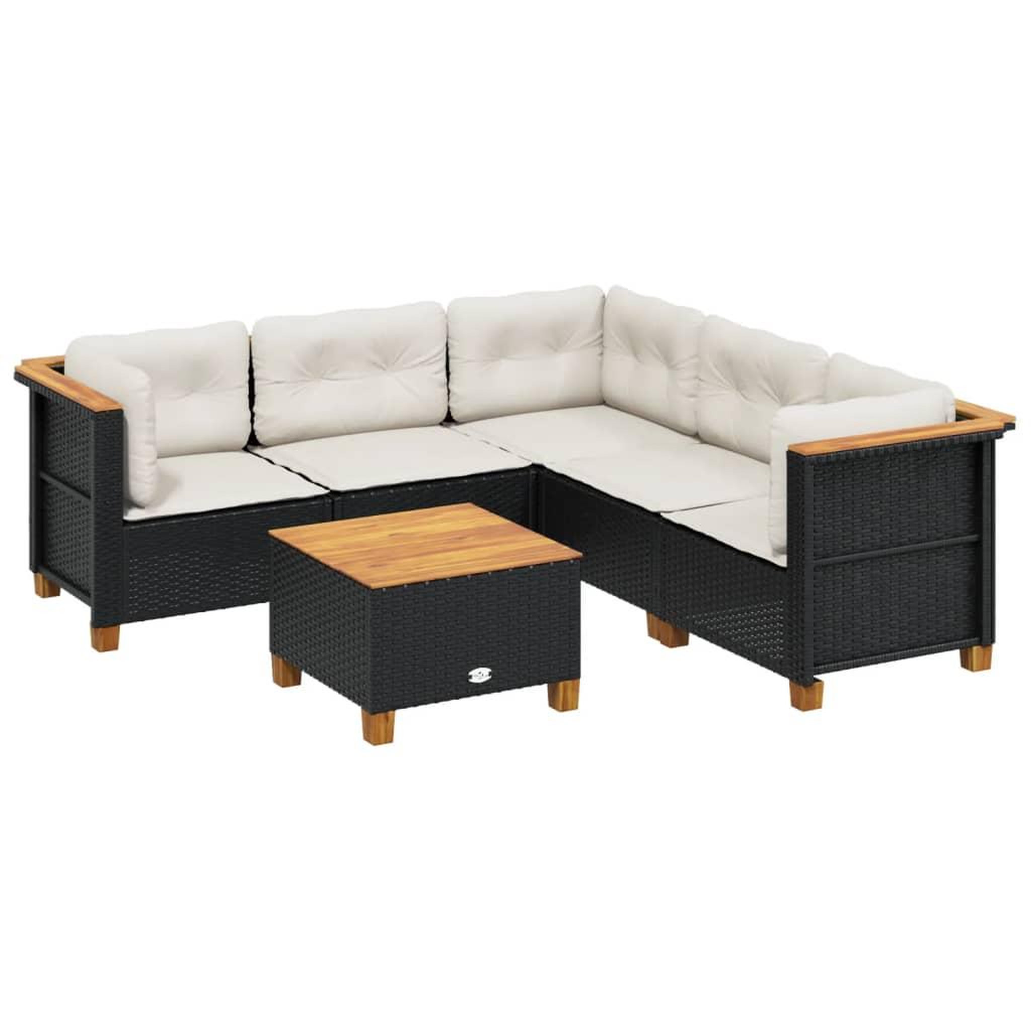 Voir la diapositive 2 : VIDAXL Salon de jardin 6 pcs avec coussins noir resine tressee