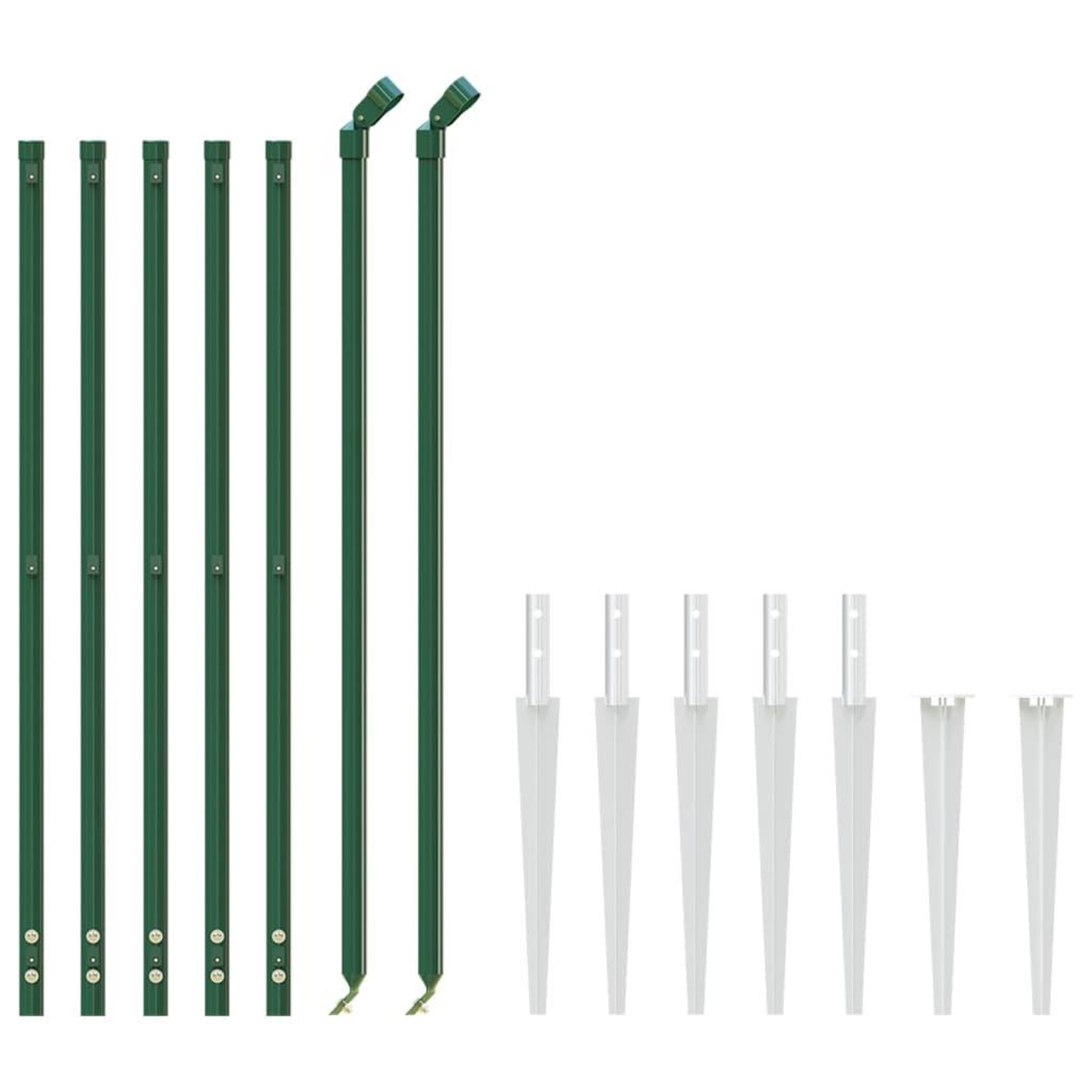 Voir la diapositive 3 : VIDAXL Cloture en treillis metallique et piquet d'ancrage vert 0,8x10m