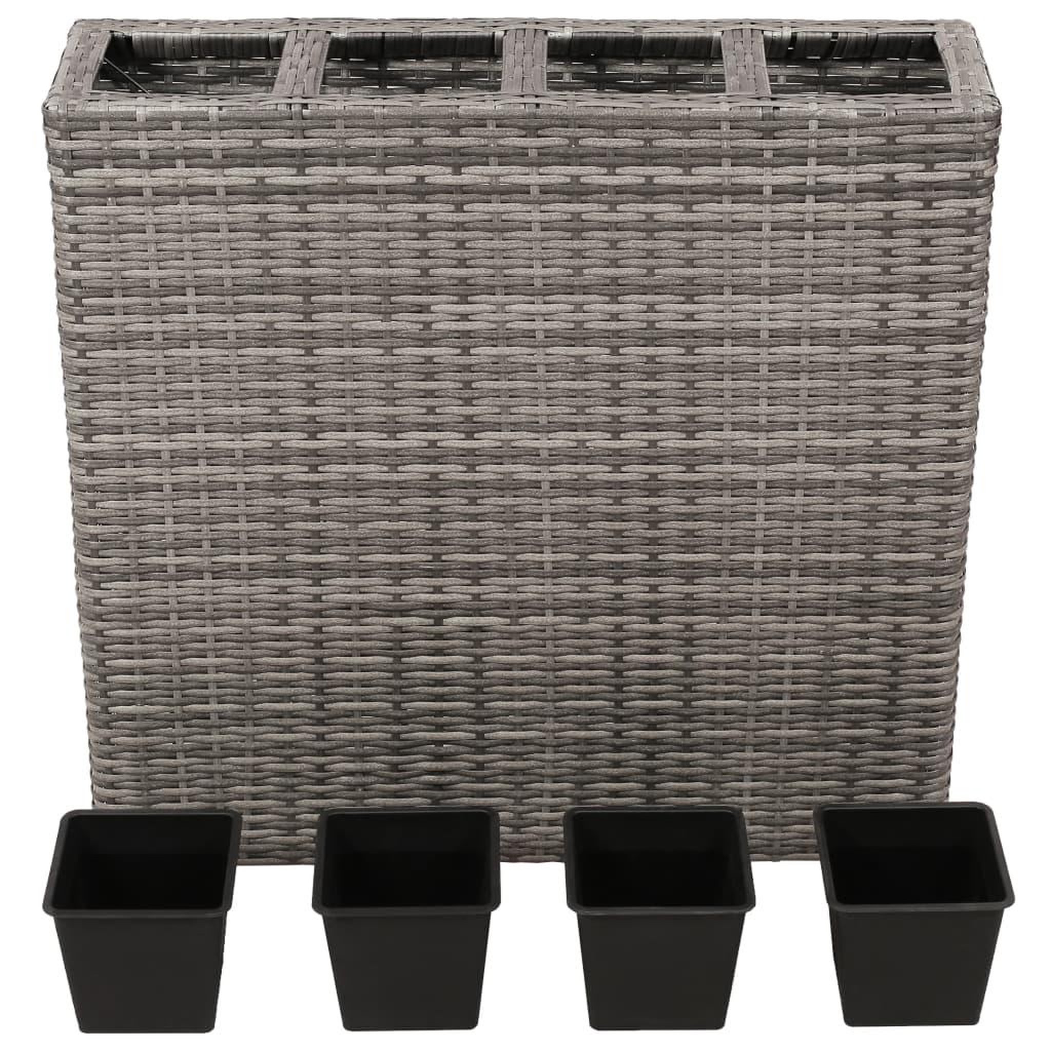 Voir la diapositive 2 : VIDAXL Lit sureleve de jardin avec 4 pots Resine tressee Gris