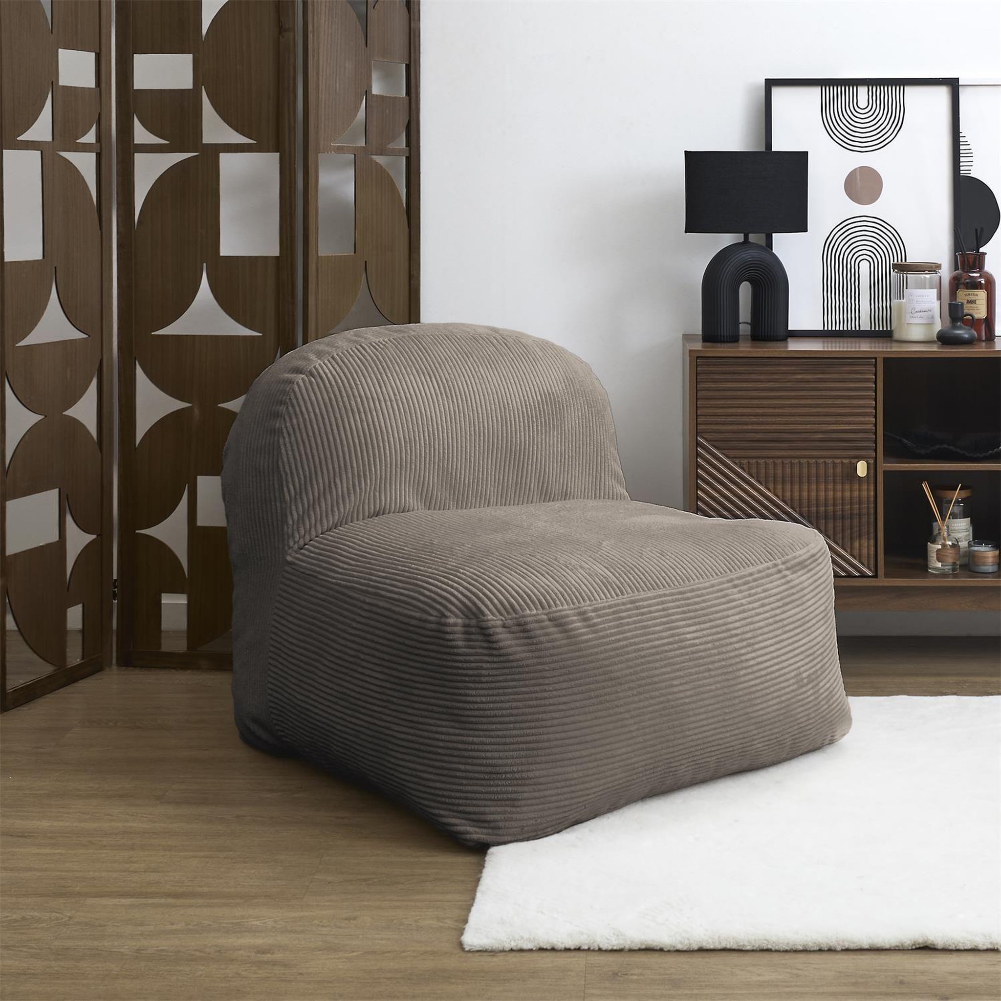Voir la diapositive 2 : The Home Deco Factory Fauteuil compressé en velours côtelé sans montage BERLIN