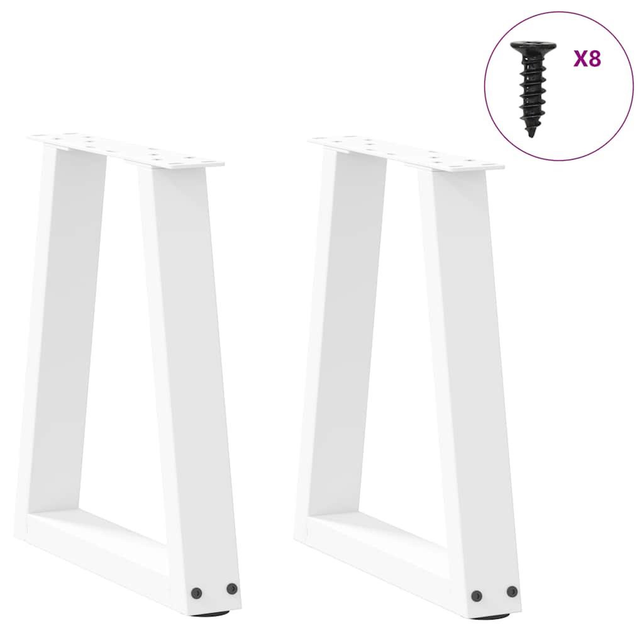 Voir la diapositive 3 : VIDAXL Pieds de table a manger forme de V 2 pcs blanc 28x(42-43,3) cm