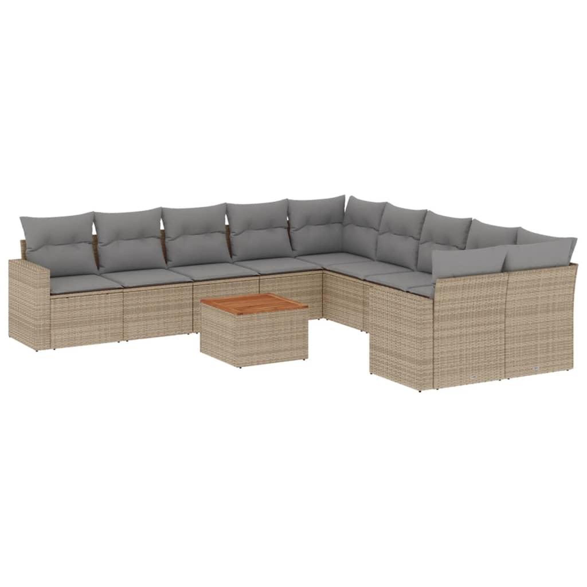 Voir la diapositive 2 : VIDAXL Salon de jardin et coussins 11 pcs melange beige resine tressee