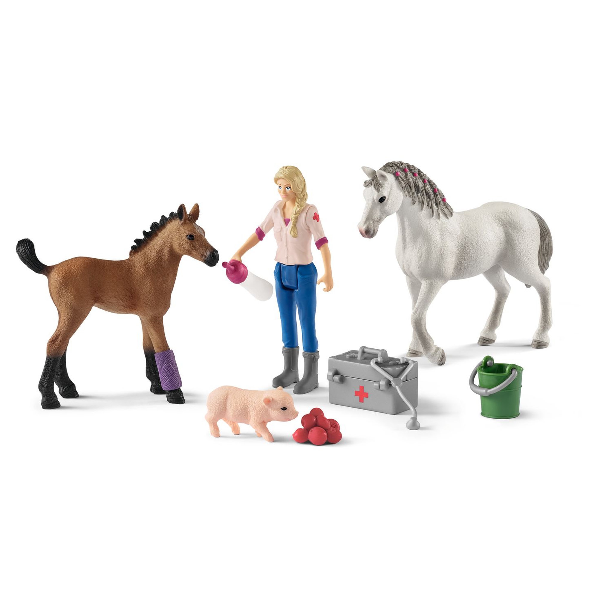 Schleich Visite du vétérinaire pour jument et poulain Farm world