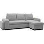 Voir la diapositive 3 : MARKET24 Canapé d'angle convertible réversible VALDO 3 a 4 places - Tissu Souris - Tablette avec USB - Coffre + Pouf - L247xP143xH86 cm