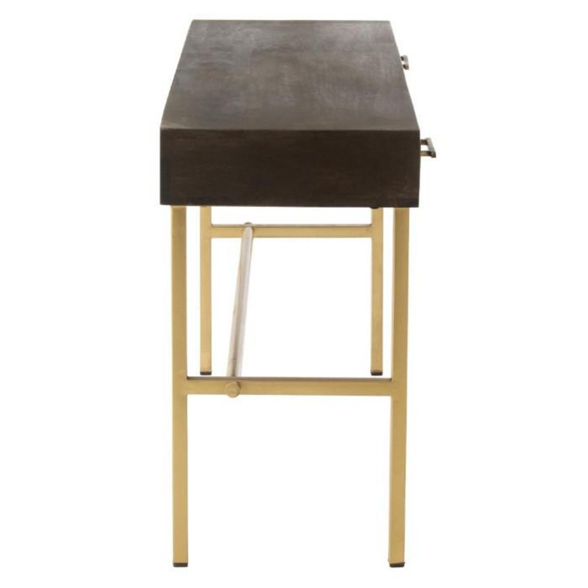 Paris Prix Console 2 Tiroirs en Bois  Janis  120cm Marron & Or