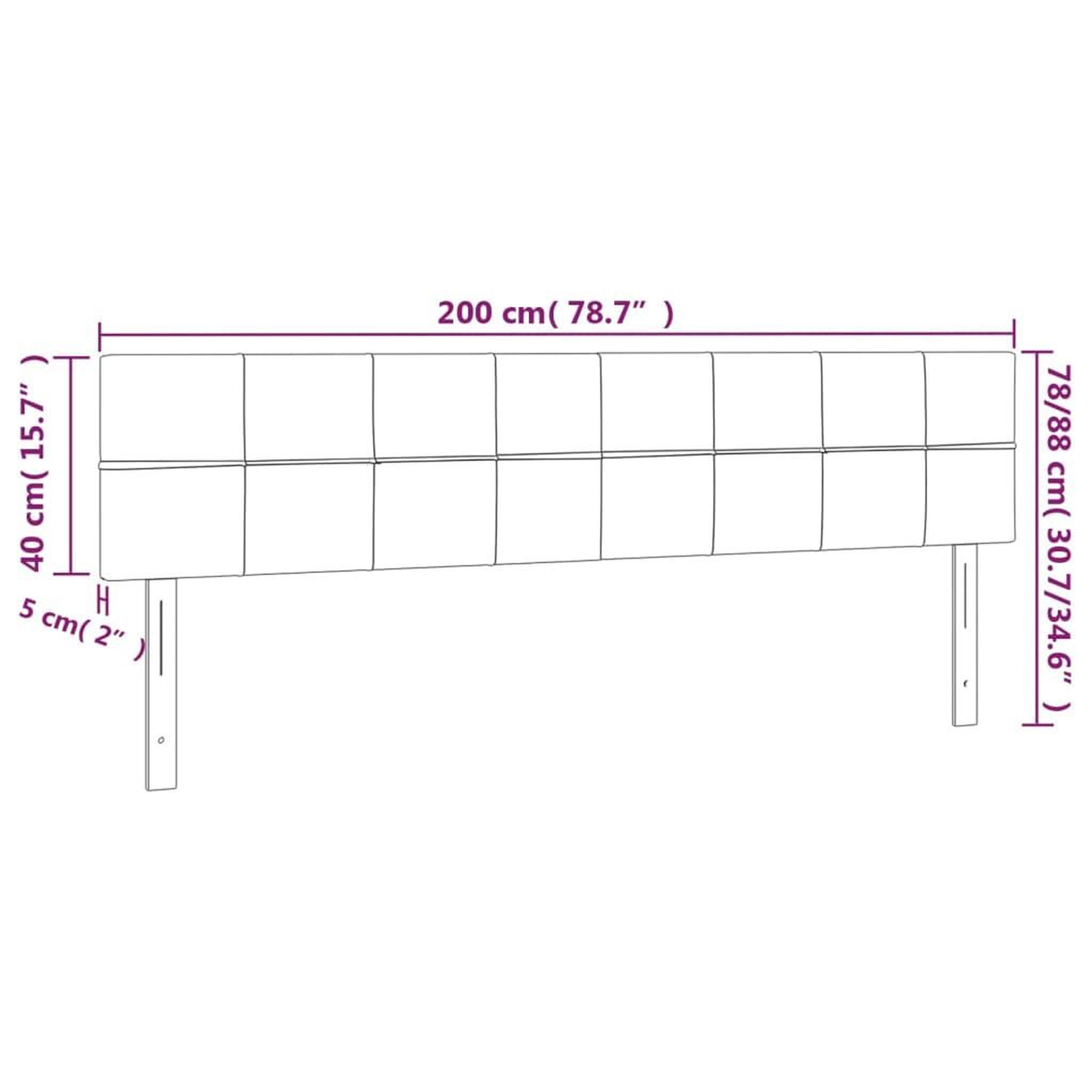 Voir la diapositive 6 : VIDAXL Tetes de lit 2 pcs Noir 100x5x78/88 cm Velours
