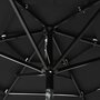 VIDAXL Parasol a 3 niveaux avec mat en aluminium Noir 2 m