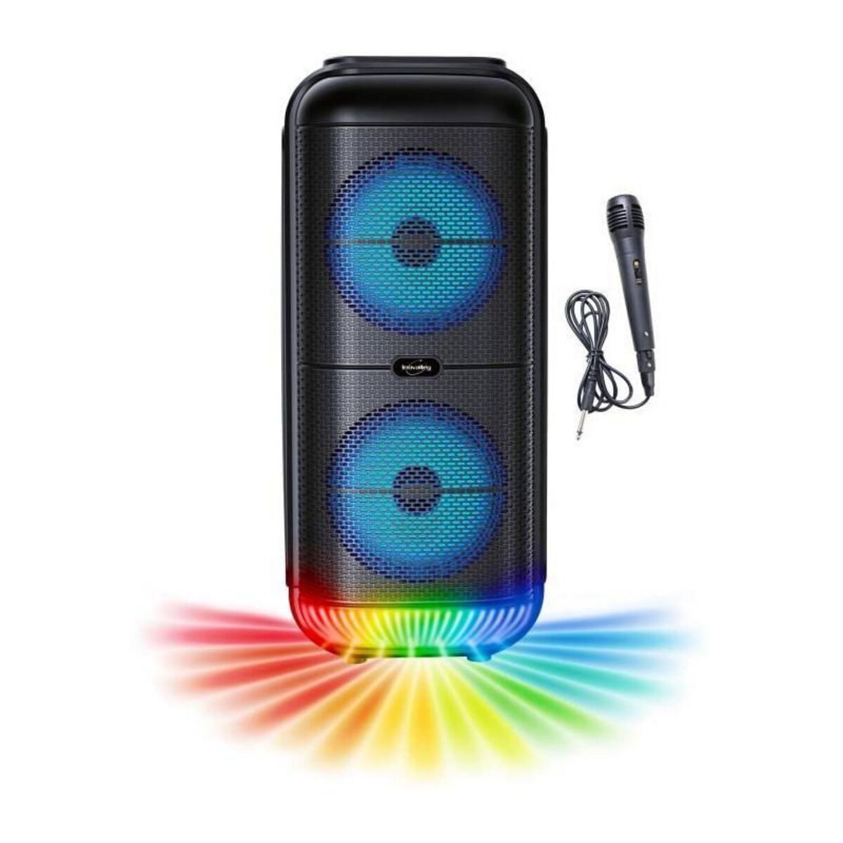 Inovalley Enceinte Karaoké lumineuse - INOVALLEY - KA22-BTH - Bluetooth V5.0 - 49 cm - 500 W - Noir