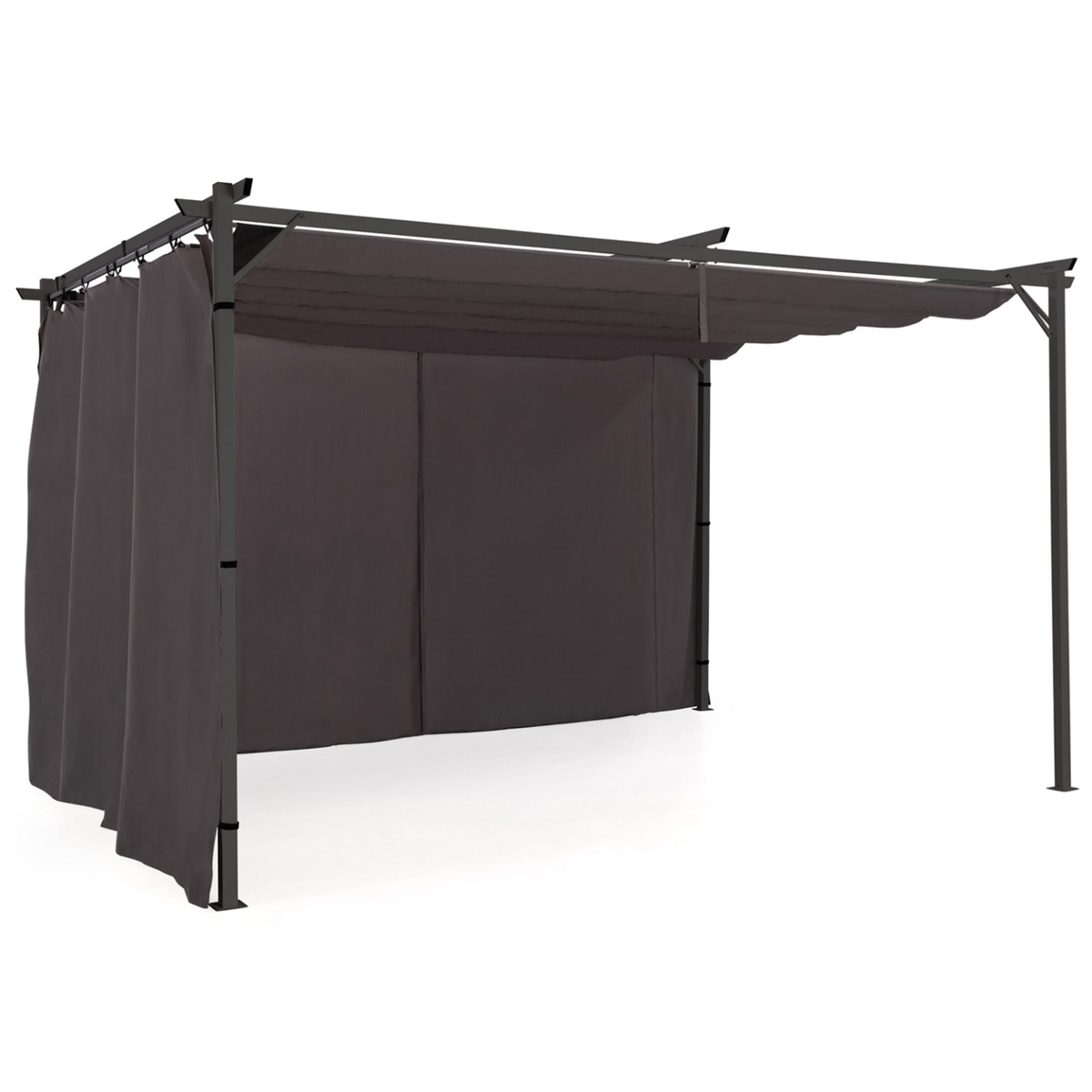 ID MARKET Lot de 2 rideaux pour pergola 3 et 4 M gris panneaux muraux avec fermeture éclair