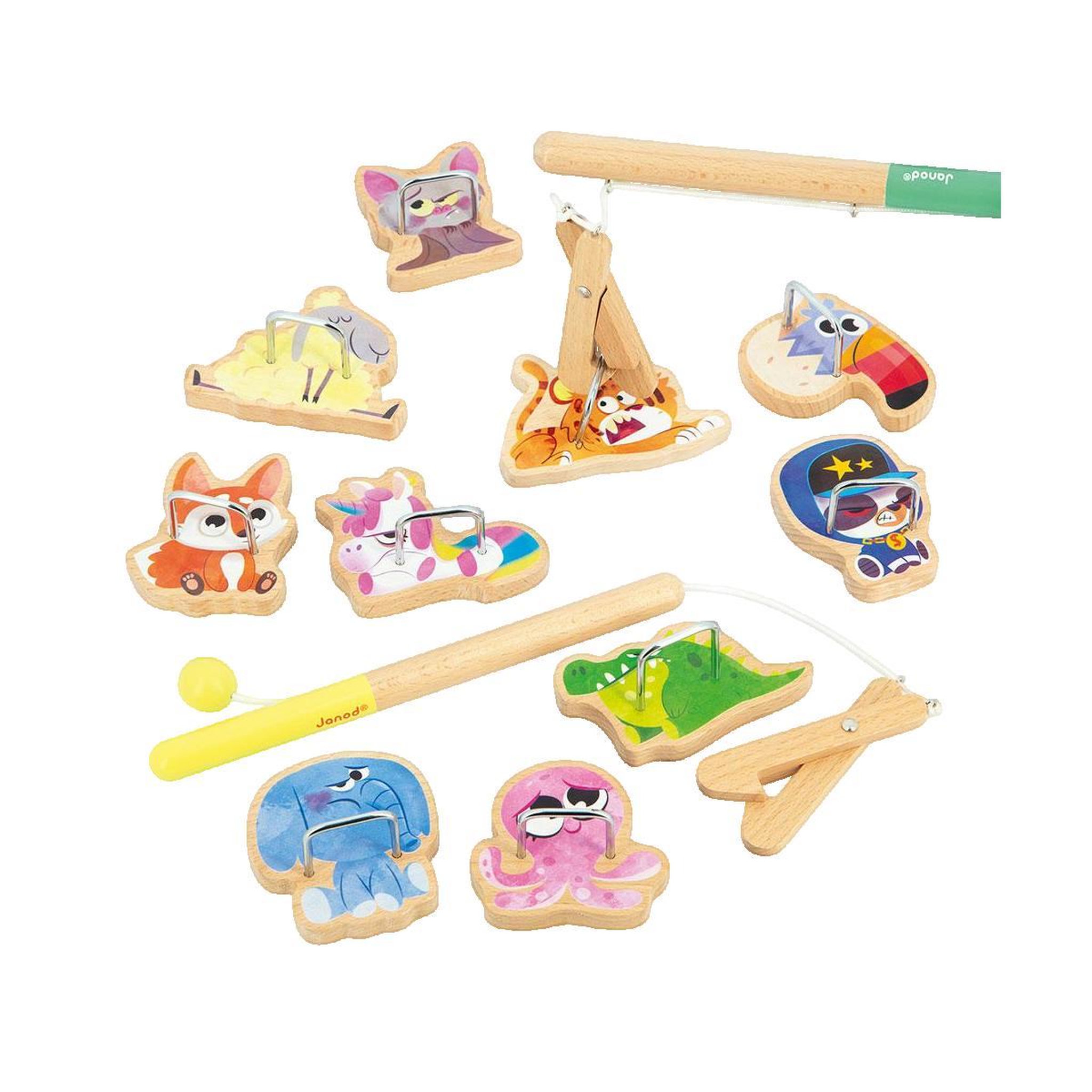 Voir la diapositive 2 : JANOD Jeu de pêche en bois Janod multicolore