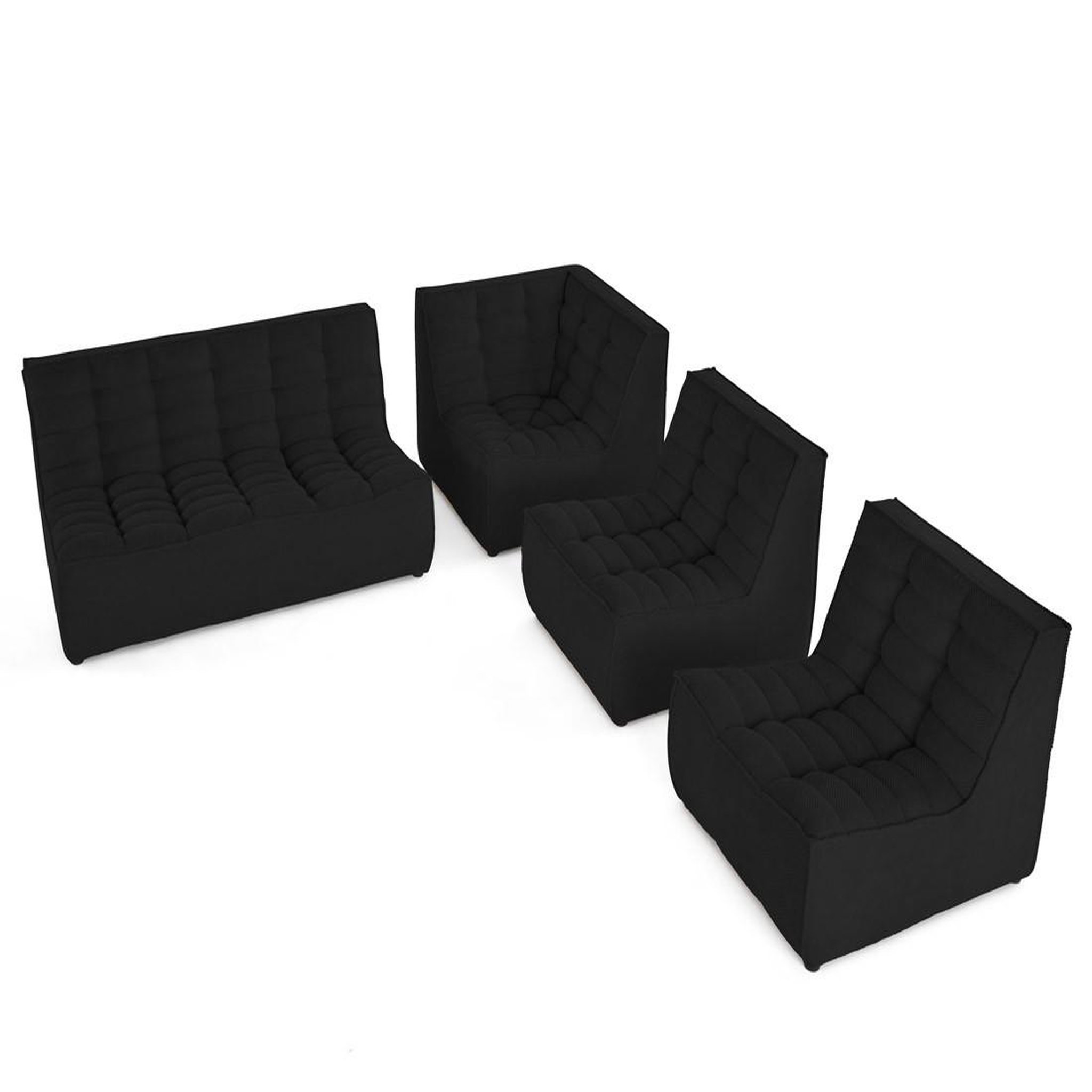 Voir la diapositive 2 : BEST MOBILIER Ellie - canapé modulable d'angle réversible 5 places en velours texturé