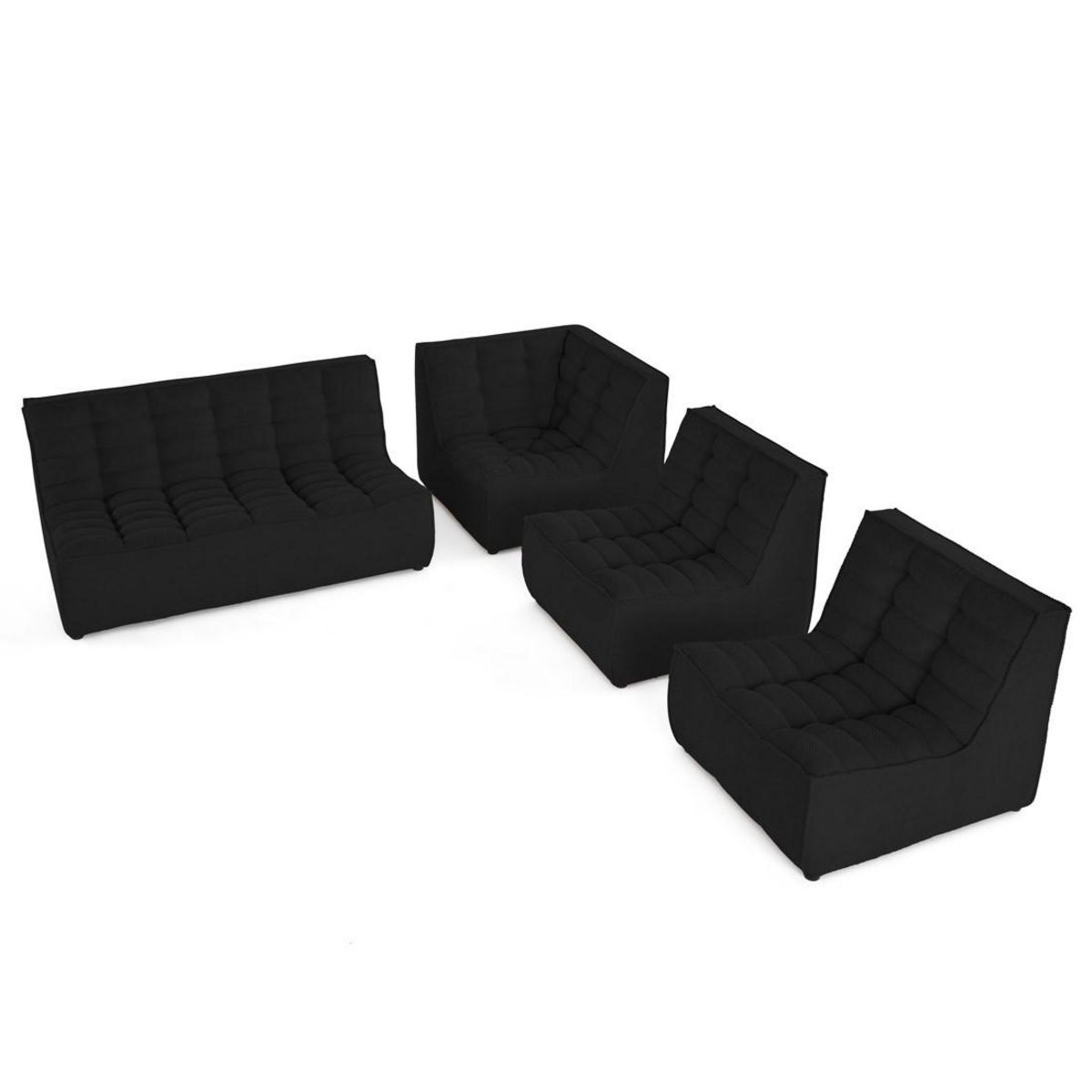 LISA DESIGN Ellie - canapé modulable d'angle réversible 5 places en velours texturé