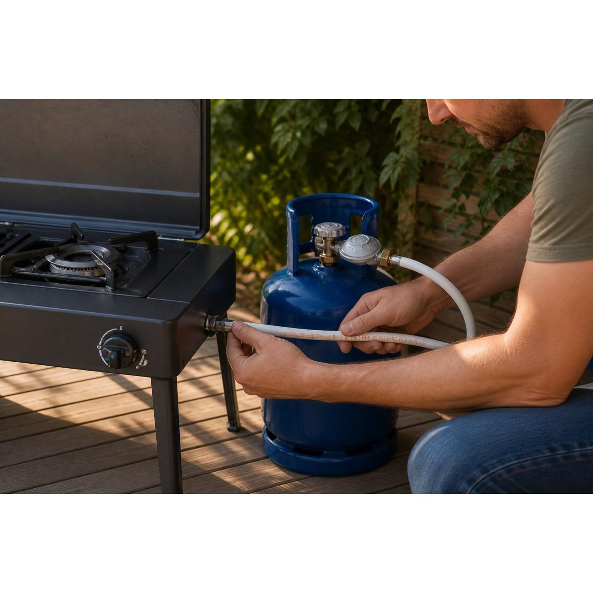 Voir la diapositive 3 : Proweltek Kit détendeur 28 mbar vissable gaz butane + tuyau gaz flexible 1.50 m à embouts vissables