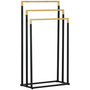 Voir la diapositive 1 : KLEANKIN Porte-serviette autoportant 3 barres - dim. 45L x 22l x 86H cm - bois bambou acier noir