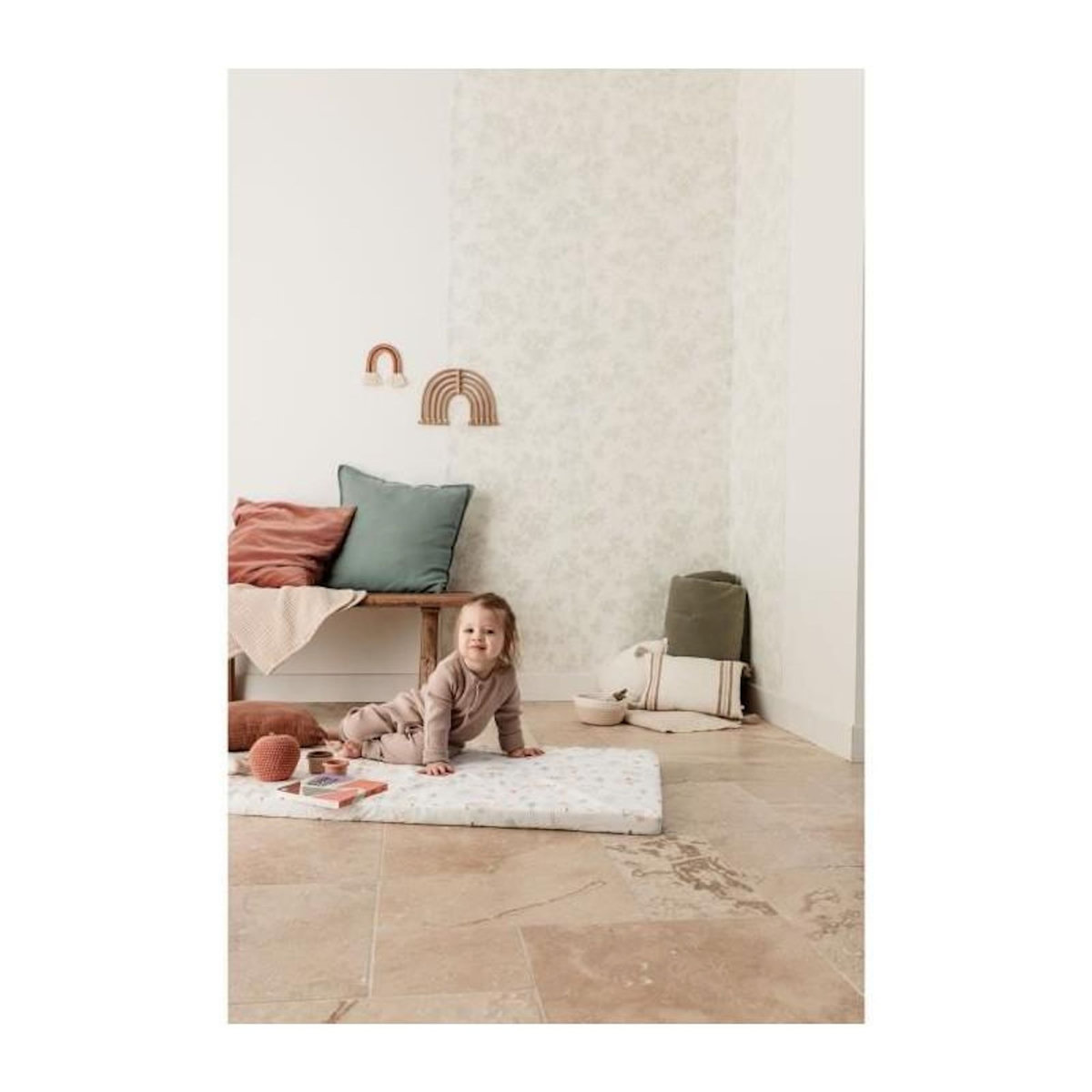 TINEO Matelas nomade Balloons - 120 x 60 x 4 cm - Blanc - TINEO