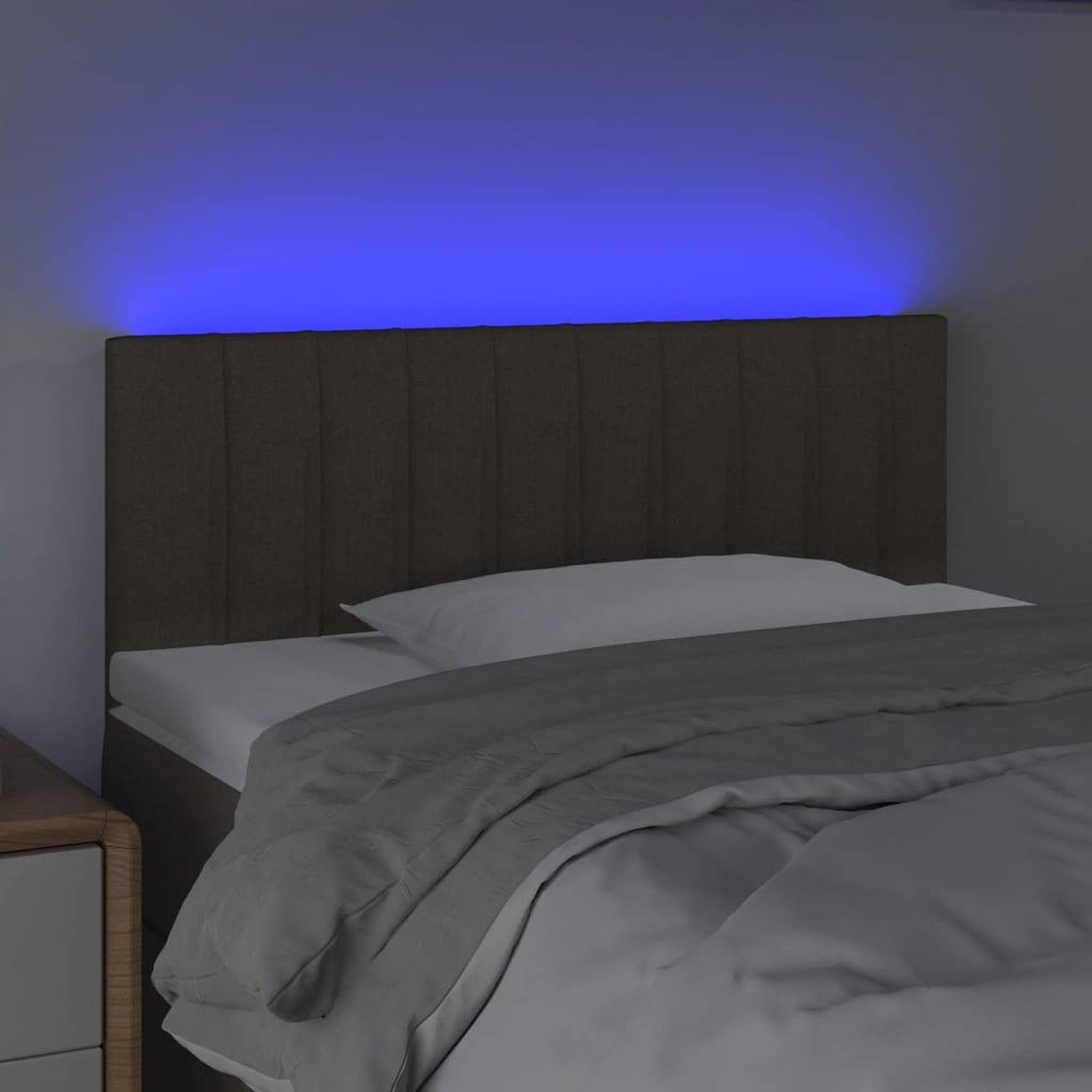 Voir la diapositive 3 : VIDAXL Tete de lit a LED Taupe 90x5x78/88 cm Tissu