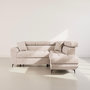 Voir la diapositive 5 : BEST MOBILIER Camille - canapé d'angle droit 5 places convertible avec têtières et coffre en velours texturé