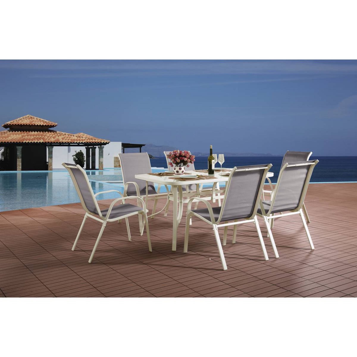 Habitat et Jardin Salon de jardin en textilène  Cordoba  - Phoenix - 6  places - Gris