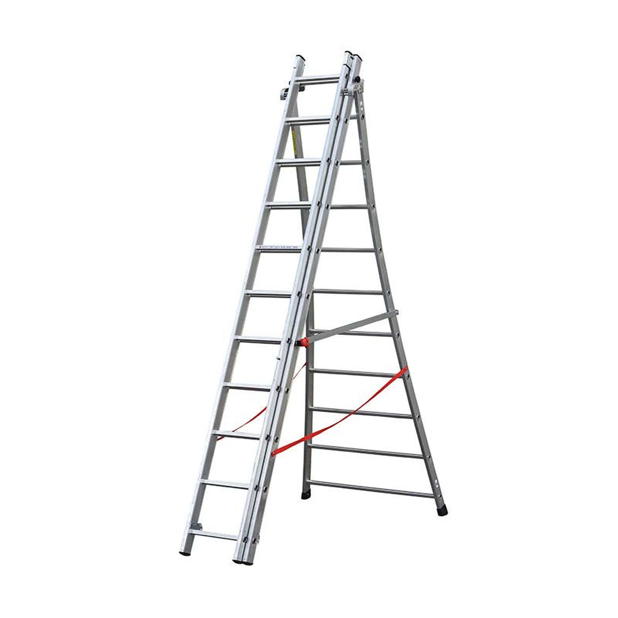 Voir la diapositive 3 : HAILO Echelle transformable pro 3 plans 3x11 échelons 6,5m/7,3m en aluminium Hailo Pro