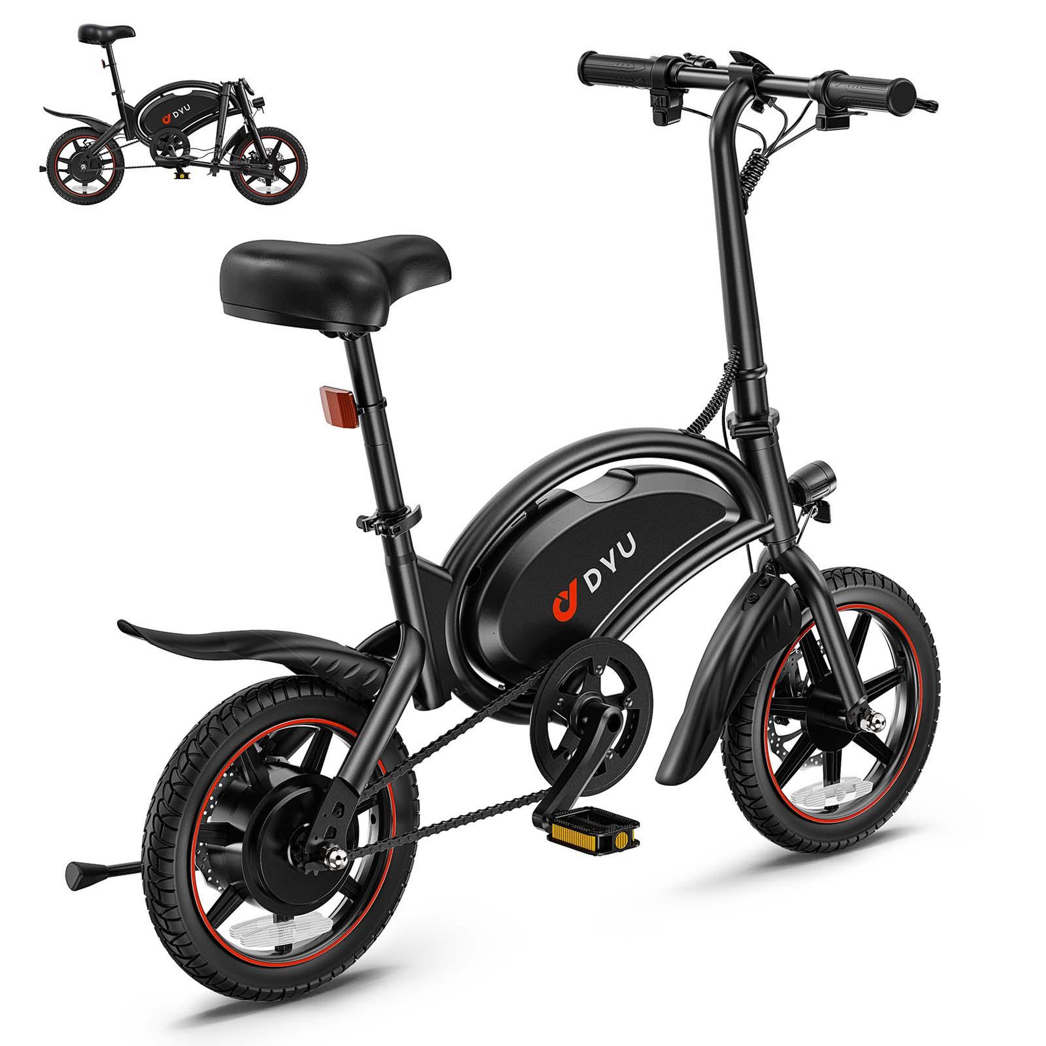 Voir la diapositive 4 : DYU Vélo électrique pliant dyu d3s 14  mini, 36 v 10 ah, noir