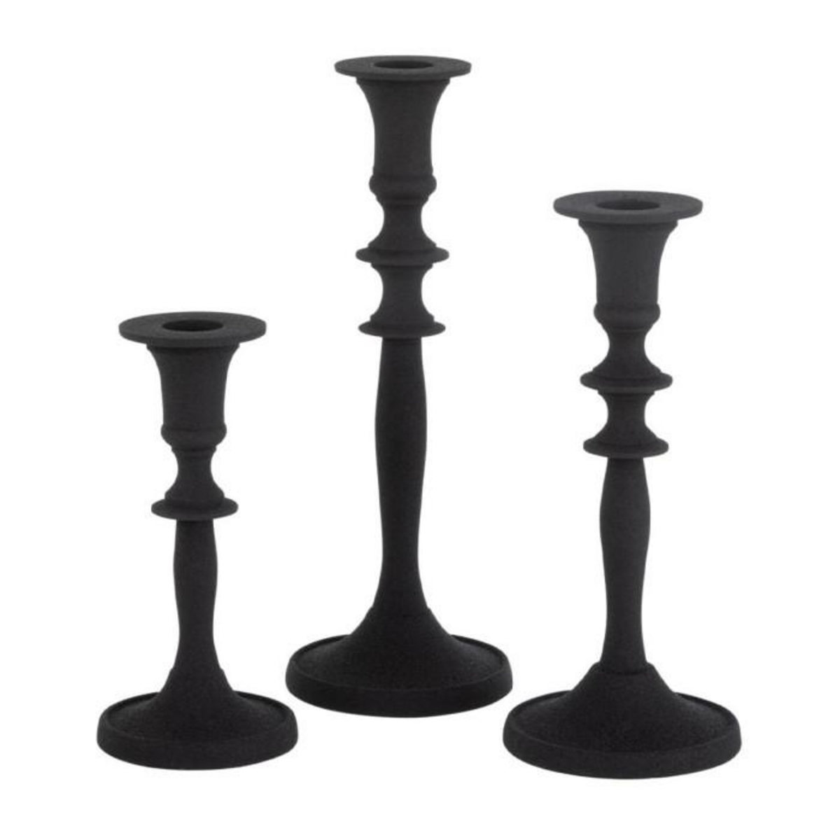 Paris Prix Lot de 3 Bougeoirs Design  Croka  23cm Noir