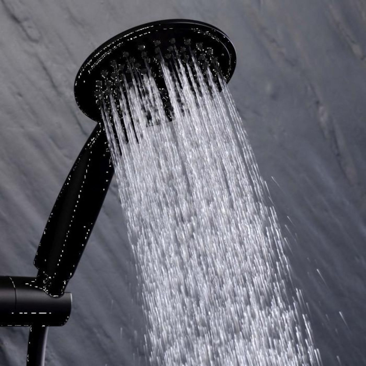 Paris Prix Ensemble Barre de Douche & Pommeau  5 Positions  24cm Noir