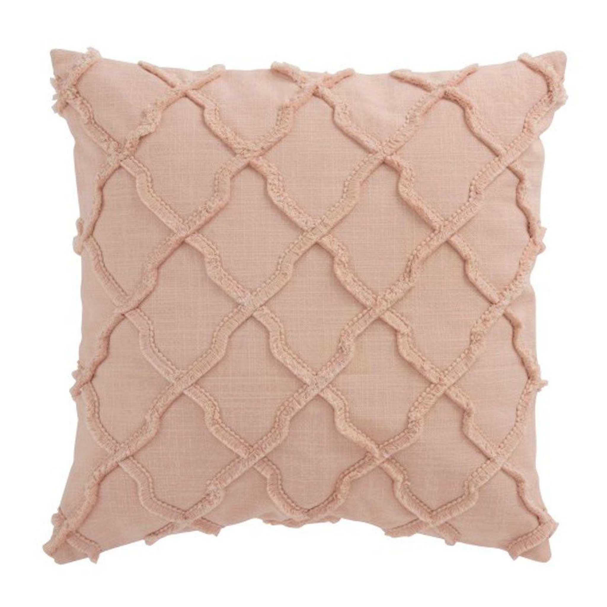 J-LINE Coussin déco carré  losanges  43x43cm rose