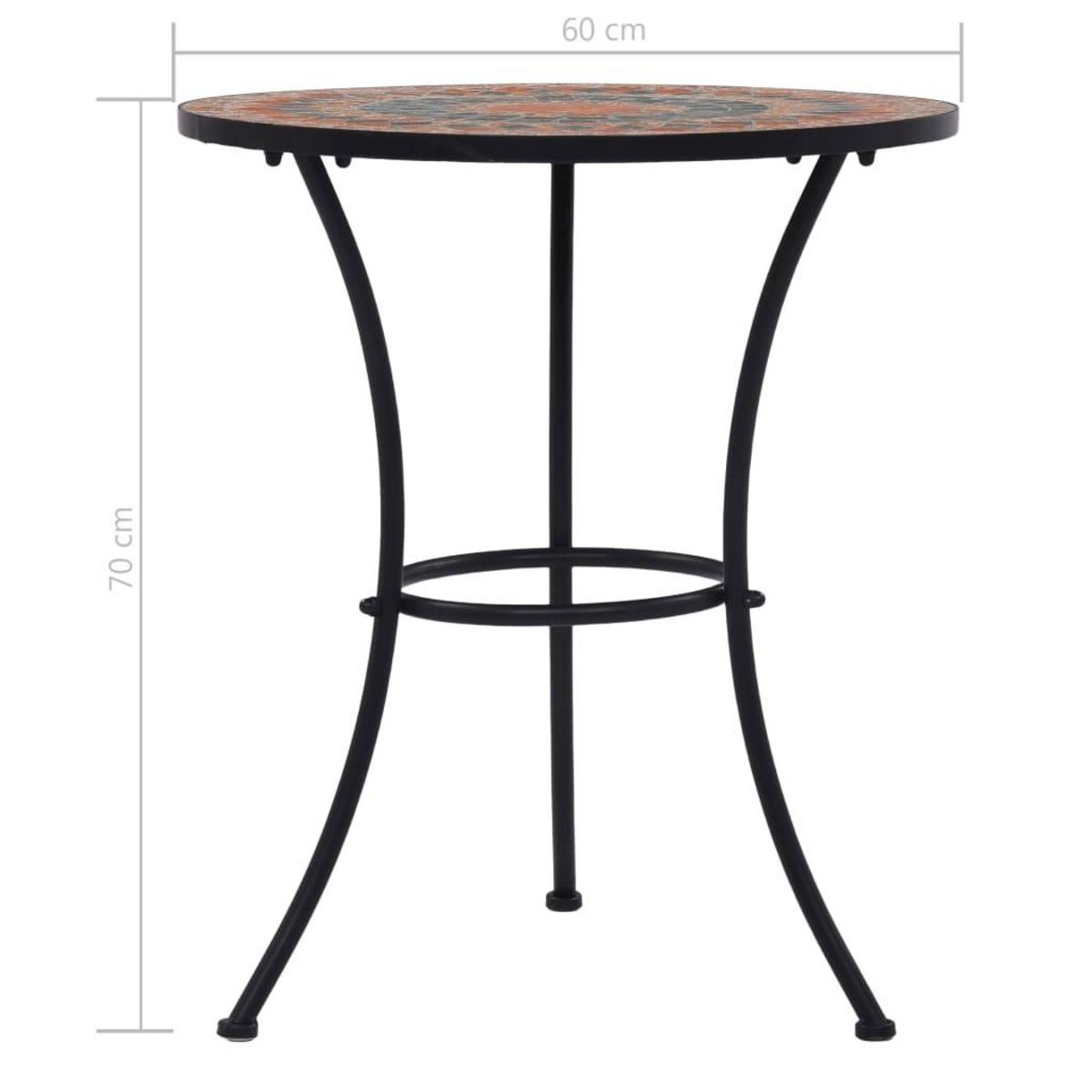 VIDAXL Table de bistro mosaïque Orange/gris 60 cm Ceramique