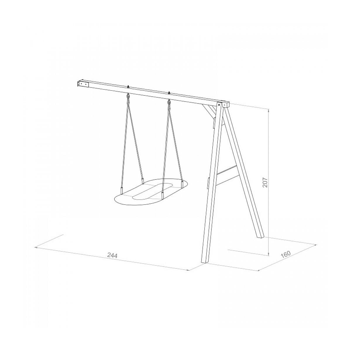 Axi House AXI Portique mural en bois Blanc Marron avec balancoire siège nid ovale 160x244x207cm