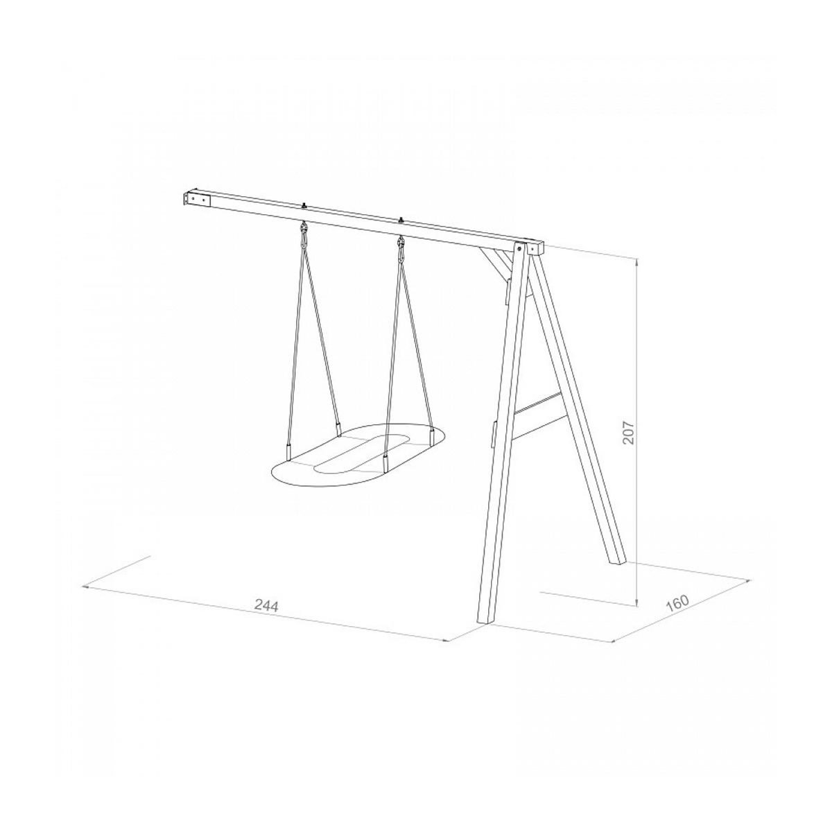 Axi House AXI Portique mural en bois Blanc Marron avec balancoire siège nid ovale 160x244x207cm